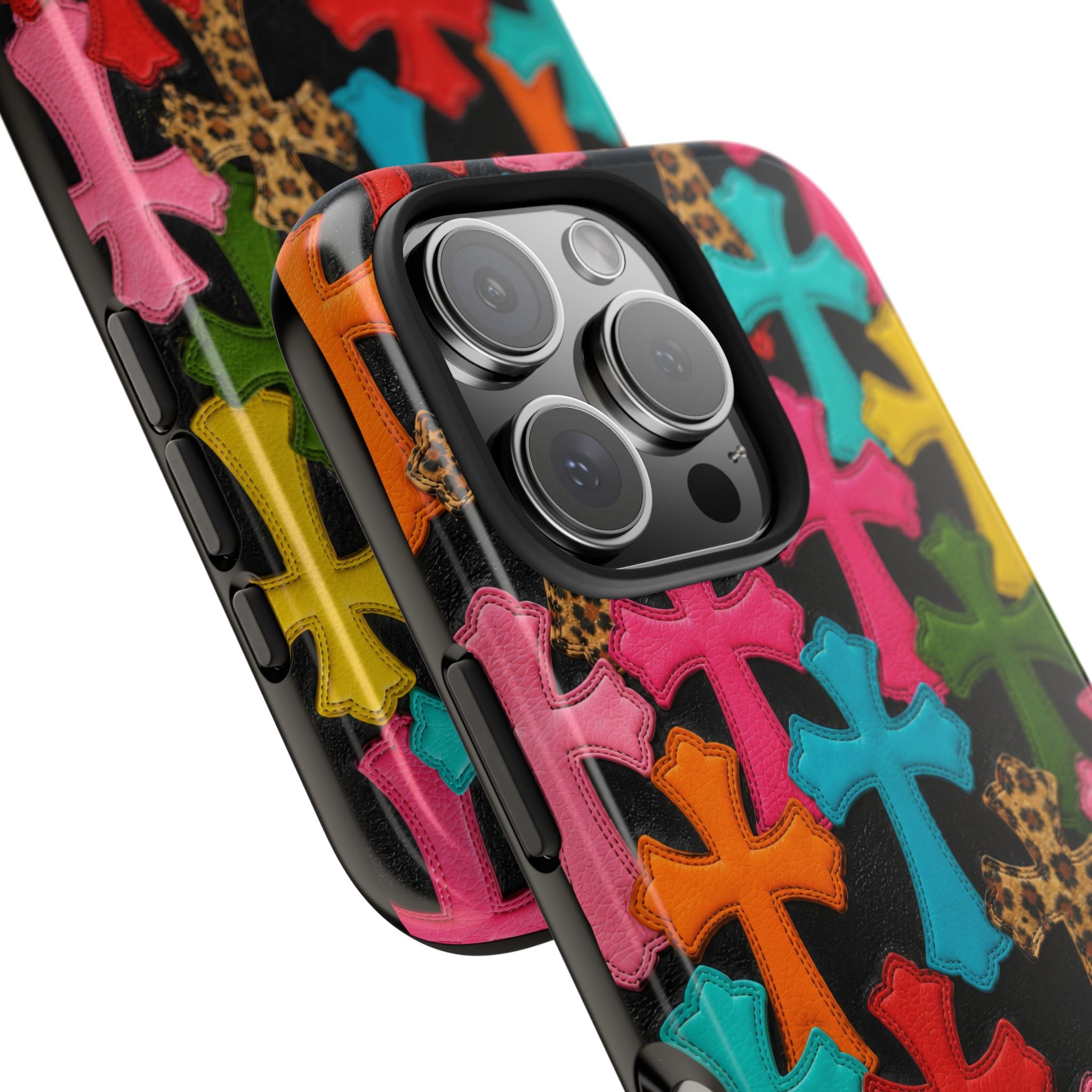 Chrome Hearts Multicolor Leather Printed Phone Case