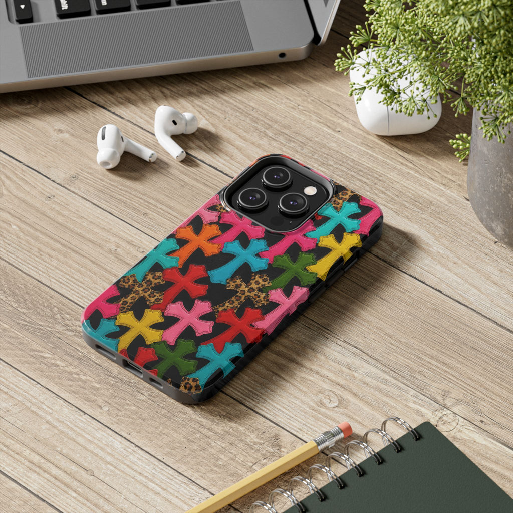 Chrome Hearts Multicolor Leather Printed Phone Case