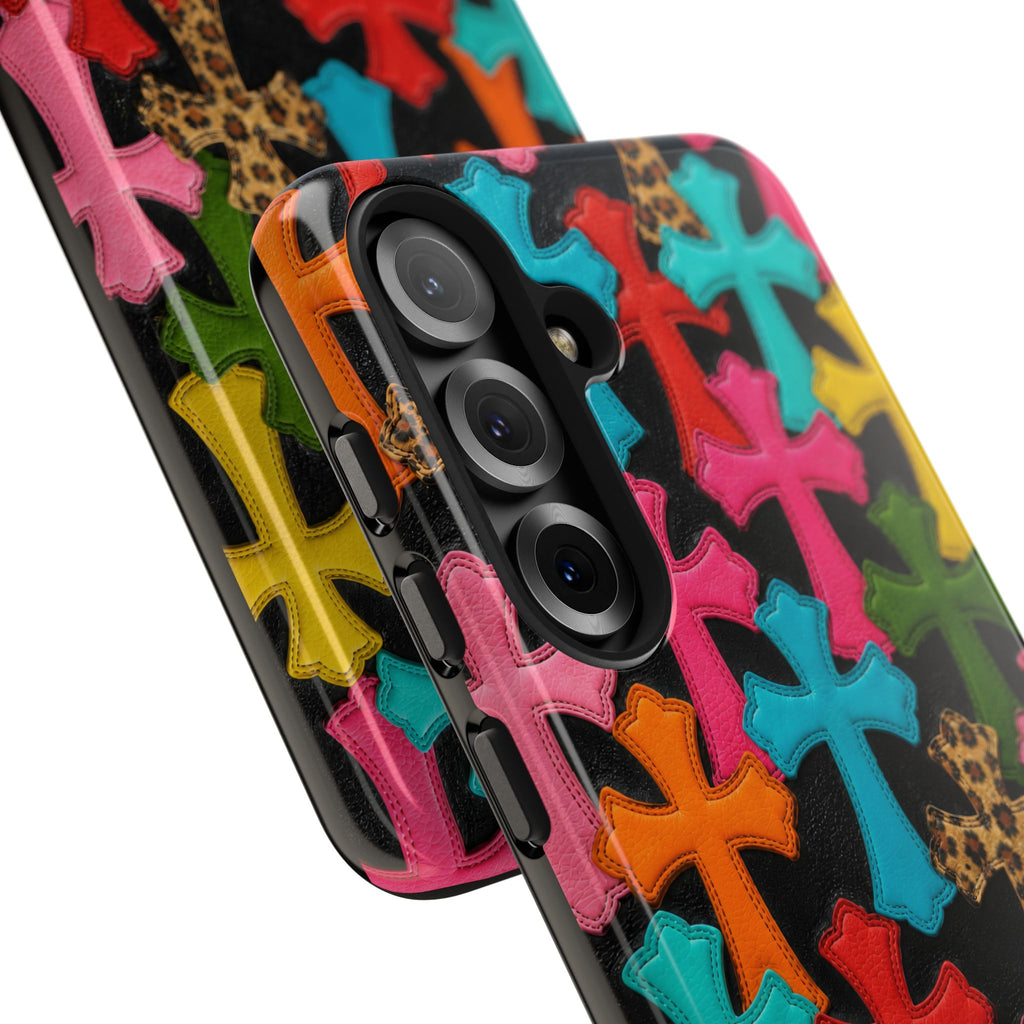 Chrome Hearts Multicolor Leather Printed Phone Case