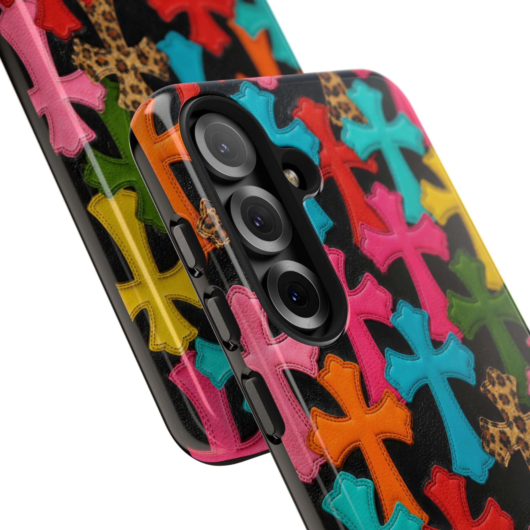 Chrome Hearts Multicolor Leather Printed Phone Case