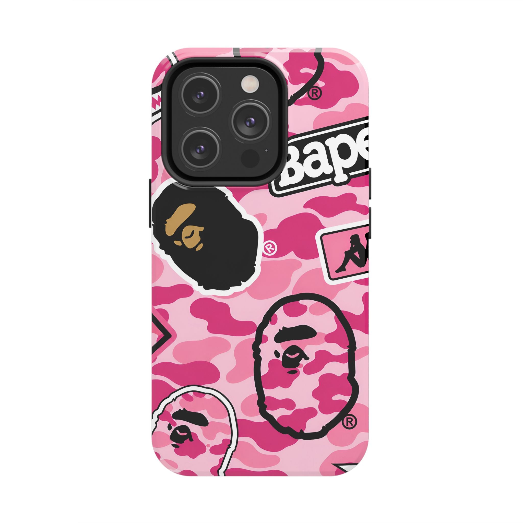Pink Sticker Bape Print Phone Case