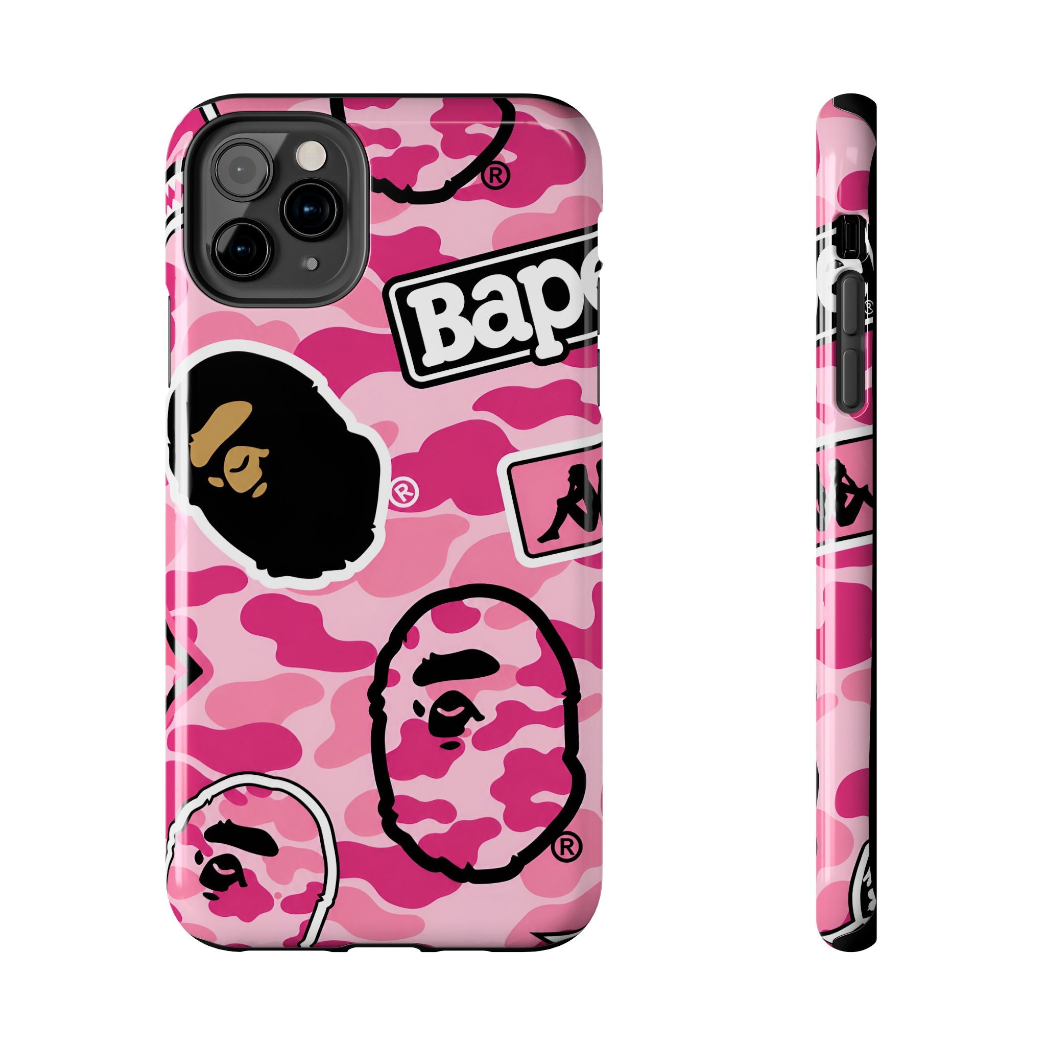 Pink Sticker Bape Print Phone Case