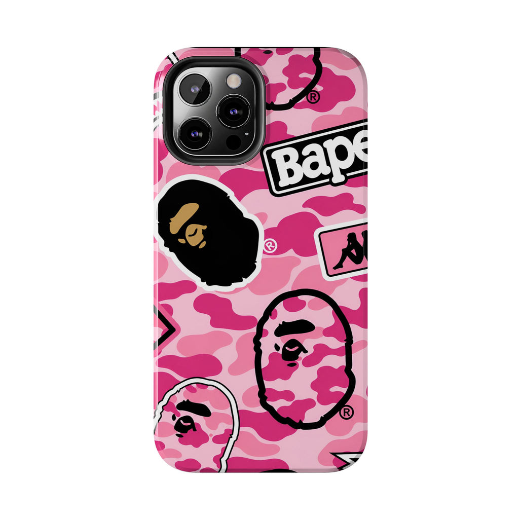 Pink Sticker Bape Print Phone Case