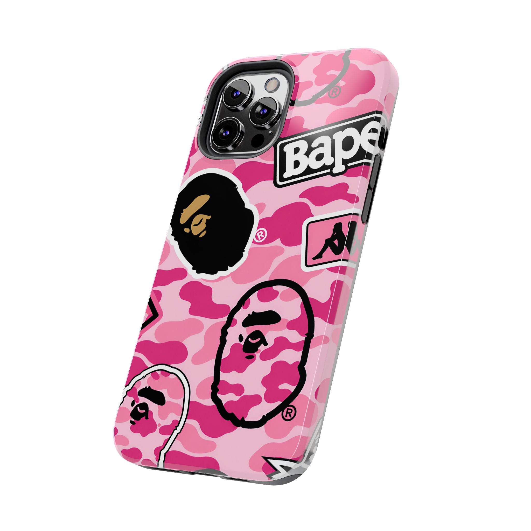 Pink Sticker Bape Print Phone Case
