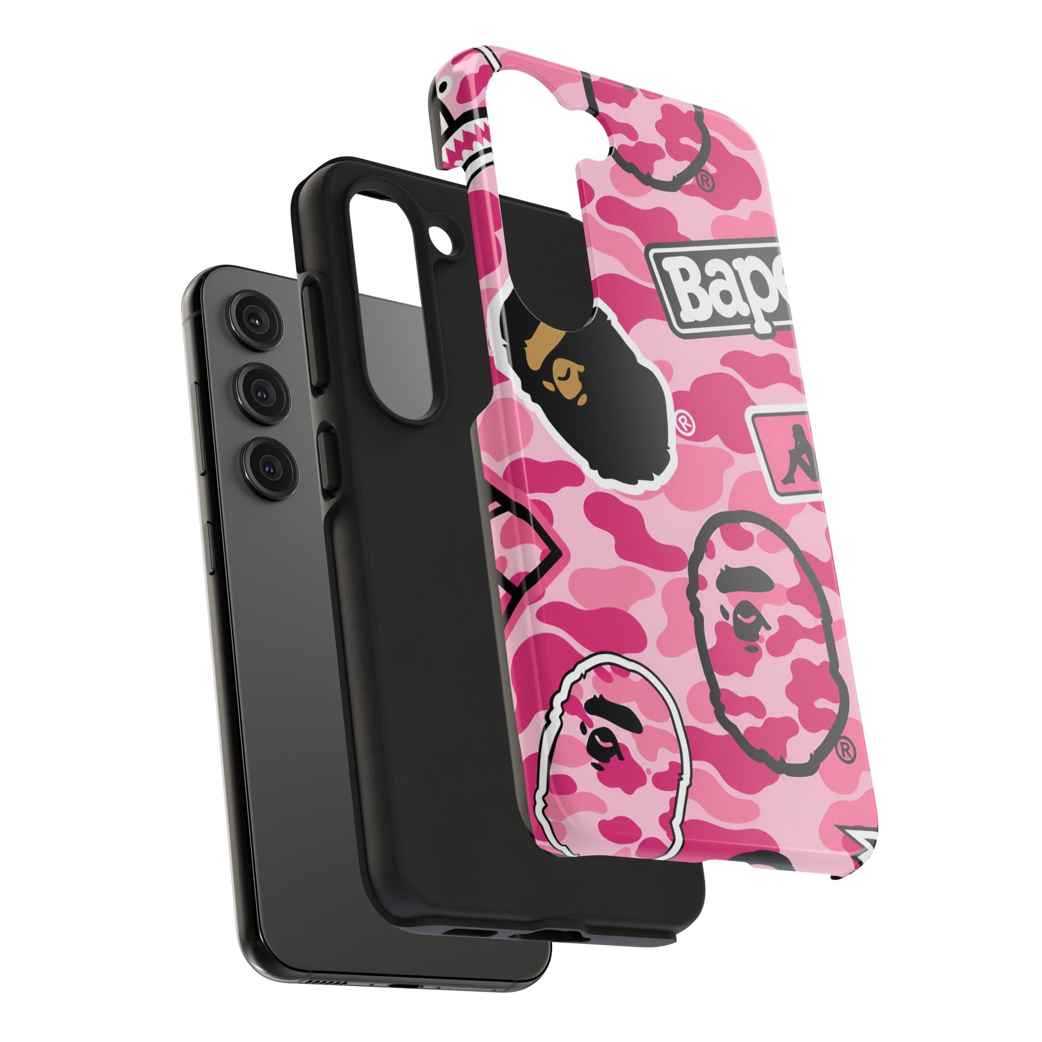 Pink Sticker Bape Print Phone Case