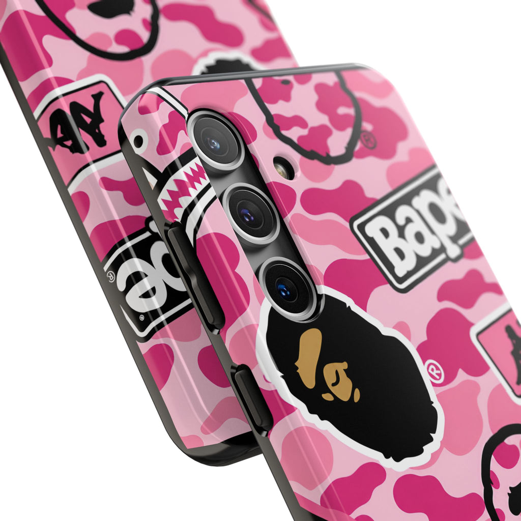 Pink Sticker Bape Print Phone Case