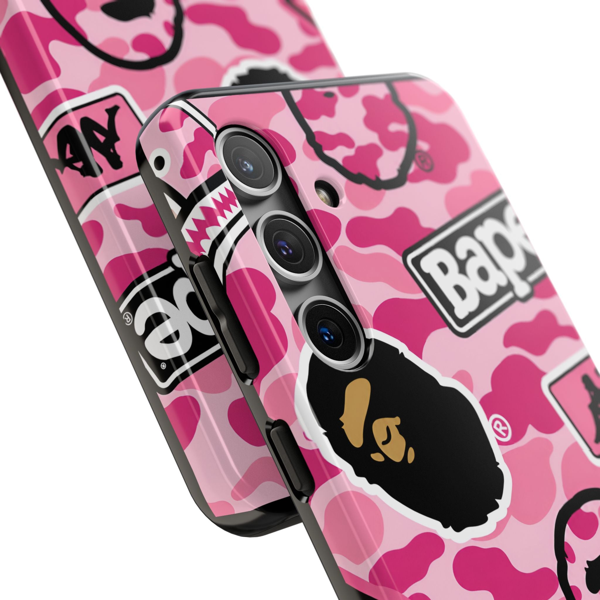 Pink Sticker Bape Print Phone Case