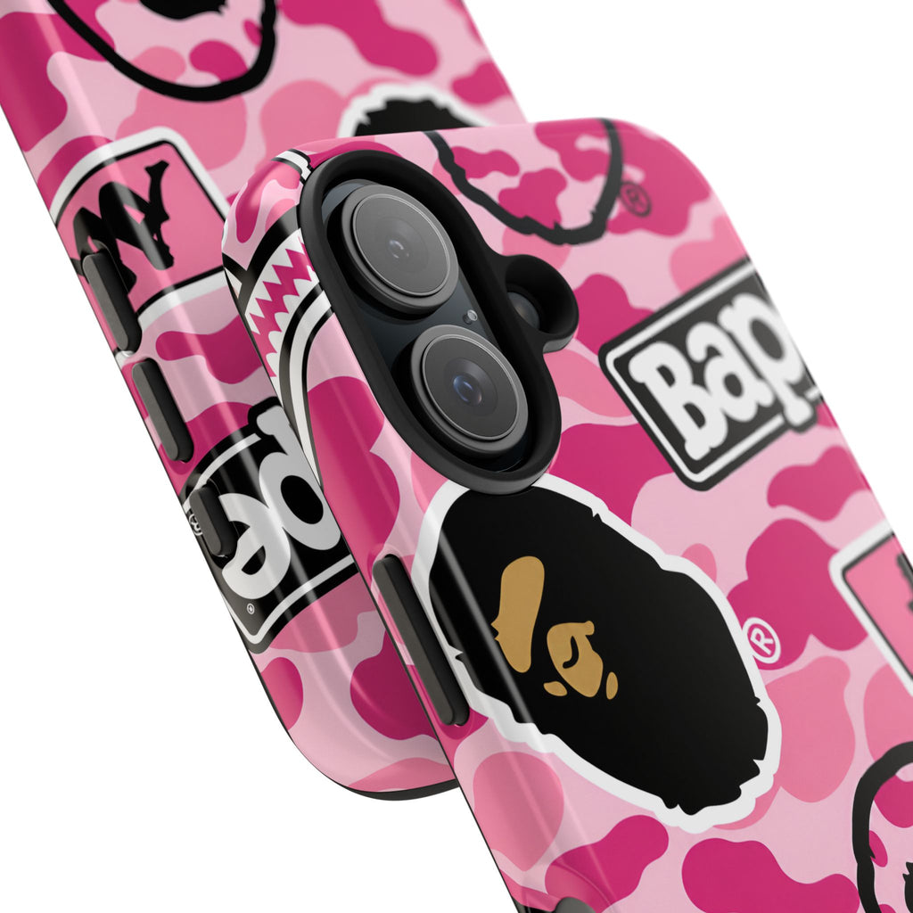 Pink Sticker Bape Print Phone Case