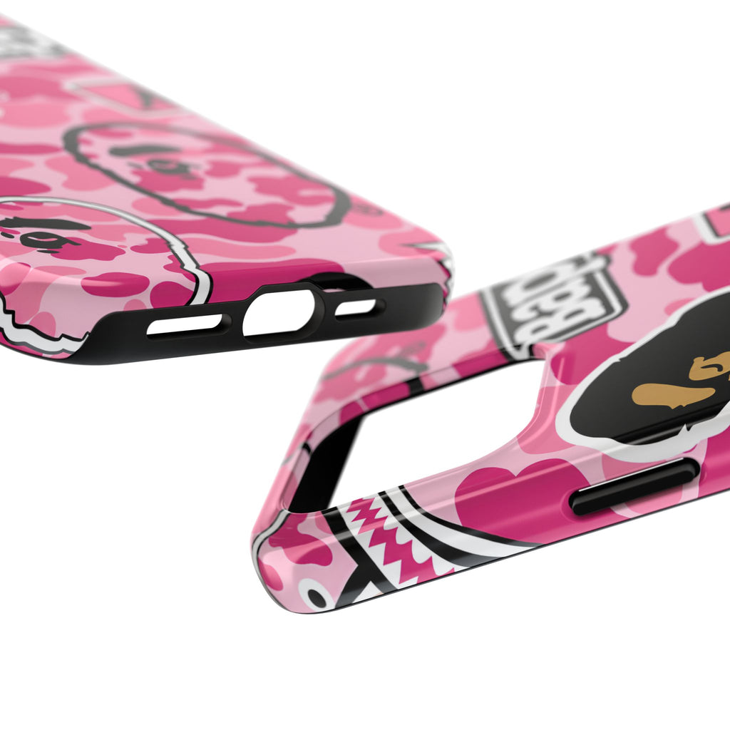 Pink Sticker Bape Print Phone Case