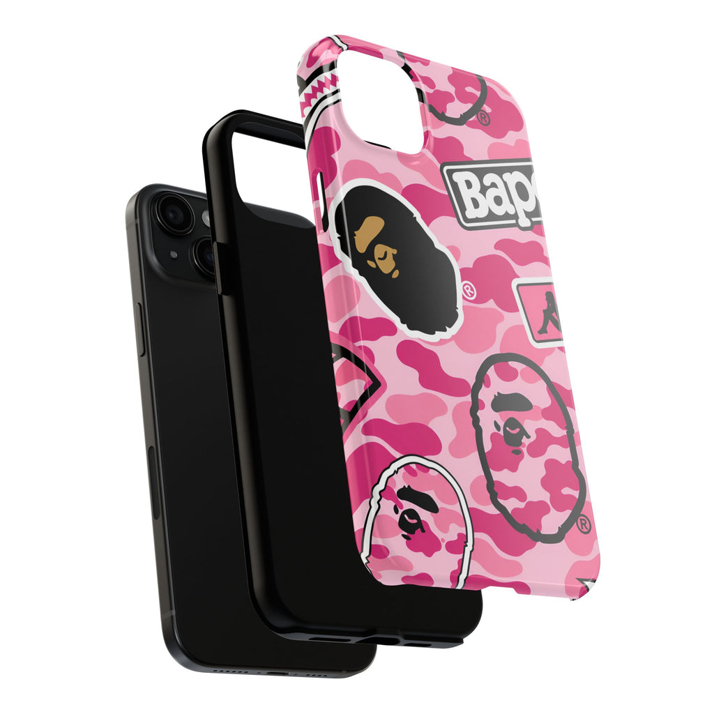 Pink Sticker Bape Print Phone Case