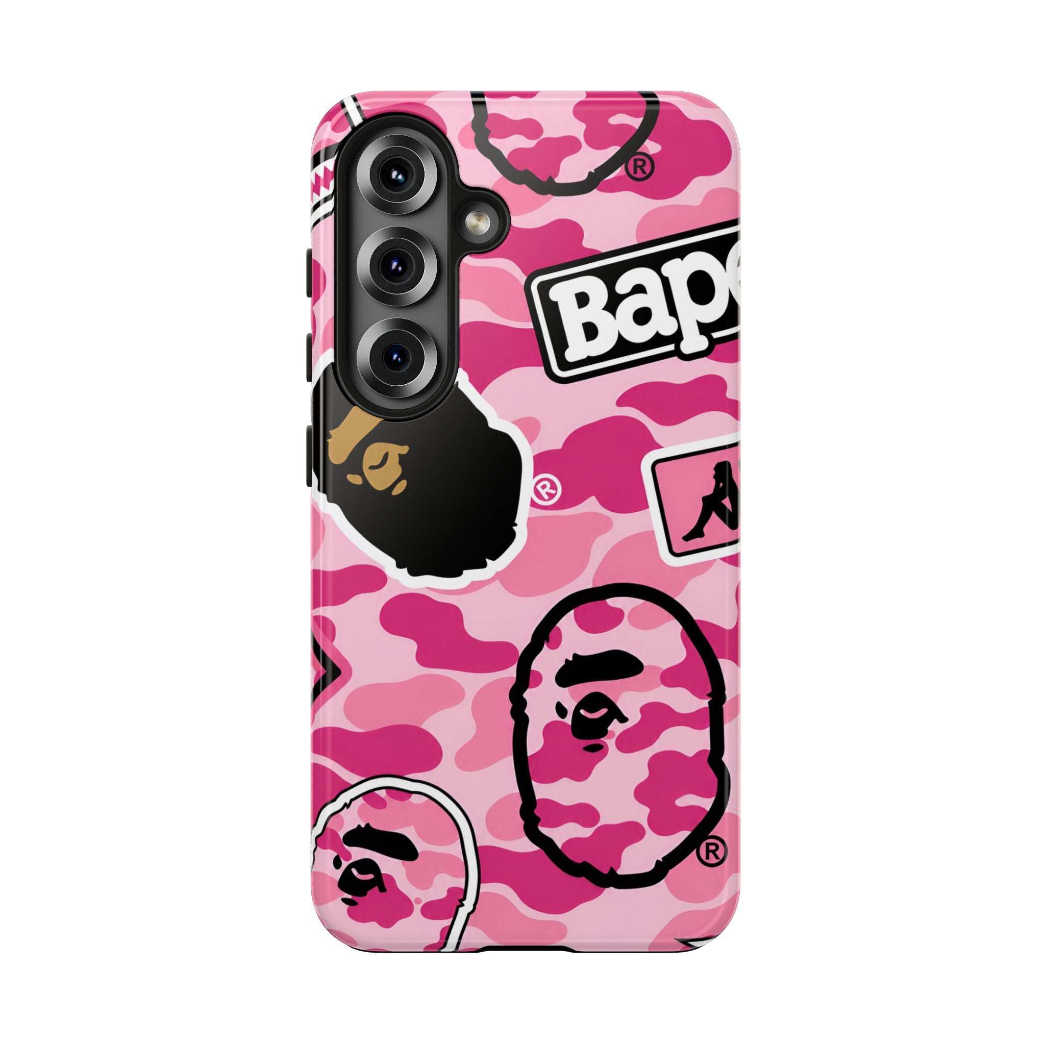 Pink Sticker Bape Print Phone Case