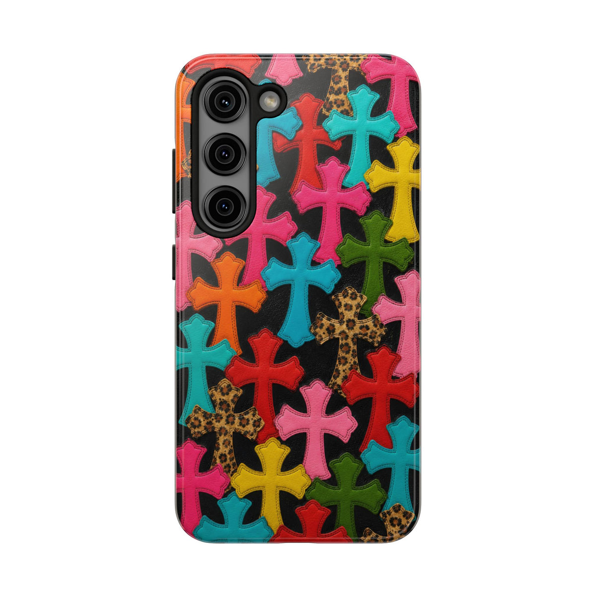 Chrome Hearts Multicolor Leather Printed Phone Case