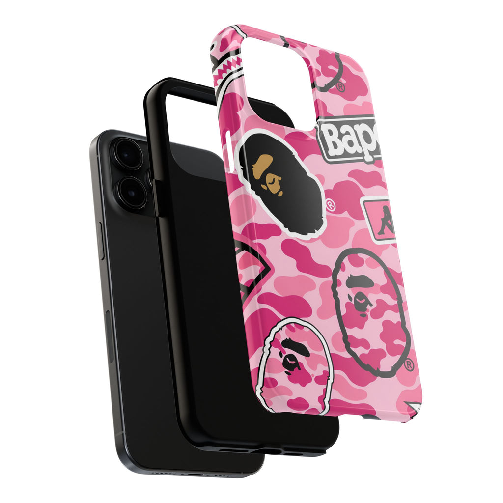 Pink Sticker Bape Print Phone Case