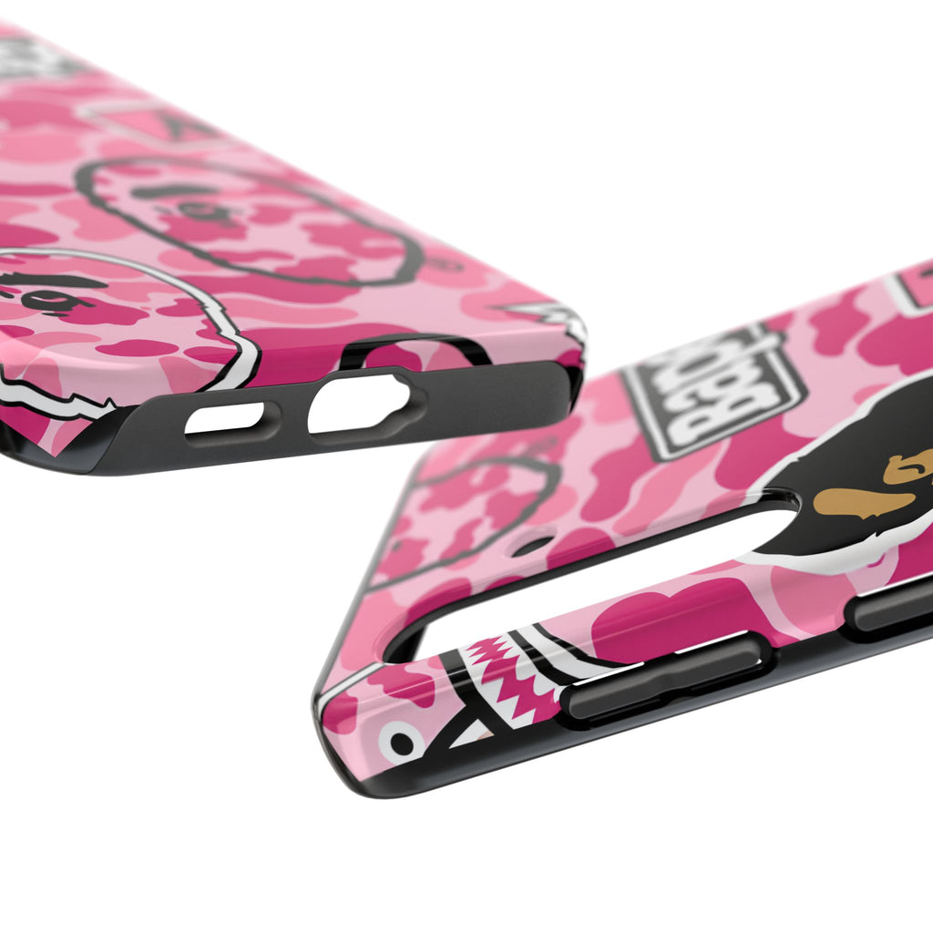 Pink Sticker Bape Print Phone Case