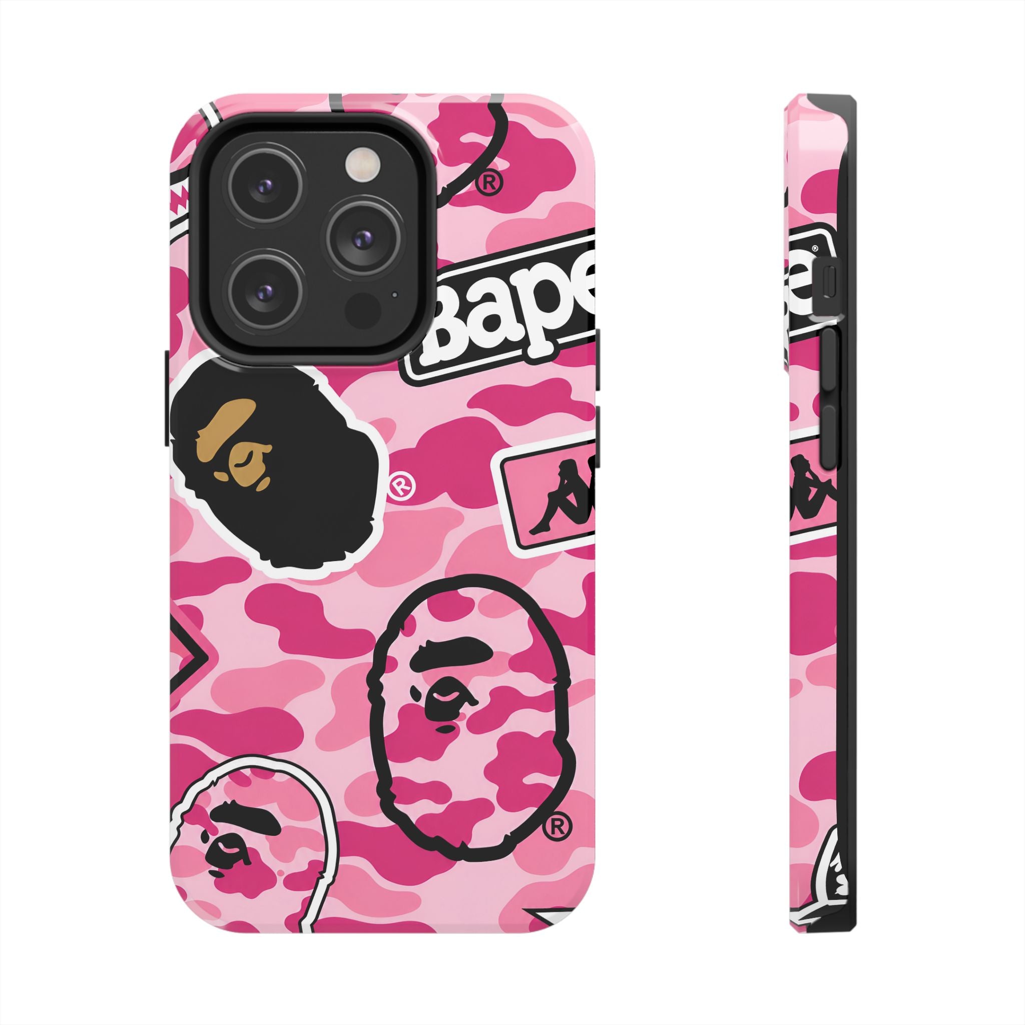 Pink Sticker Bape Print Phone Case