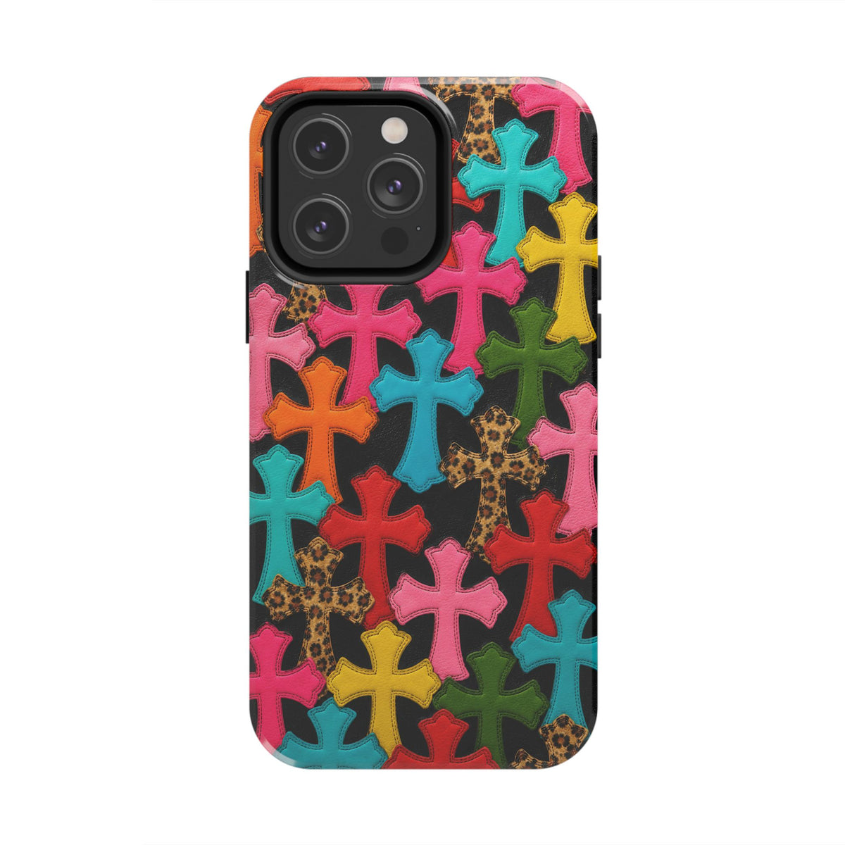 Chrome Hearts Multicolor Leather Printed Phone Case