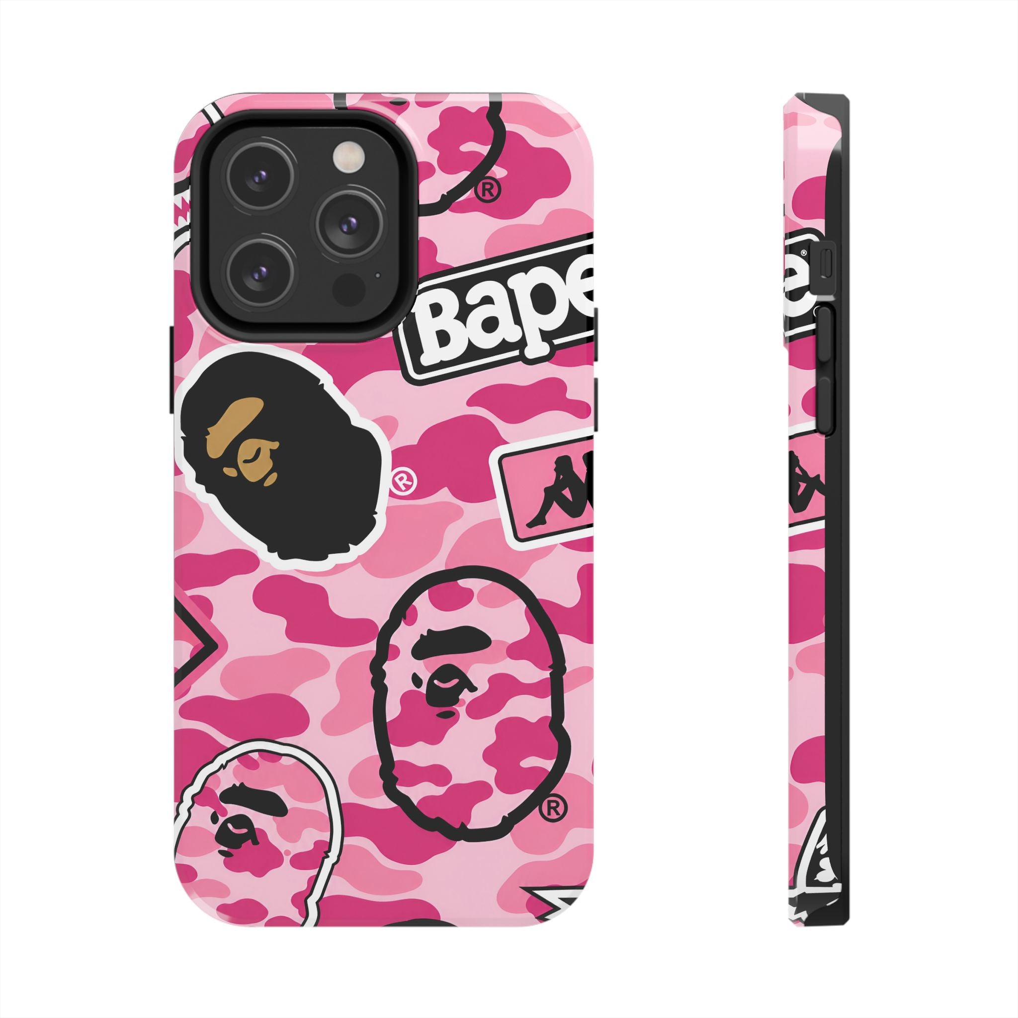Pink Sticker Bape Print Phone Case