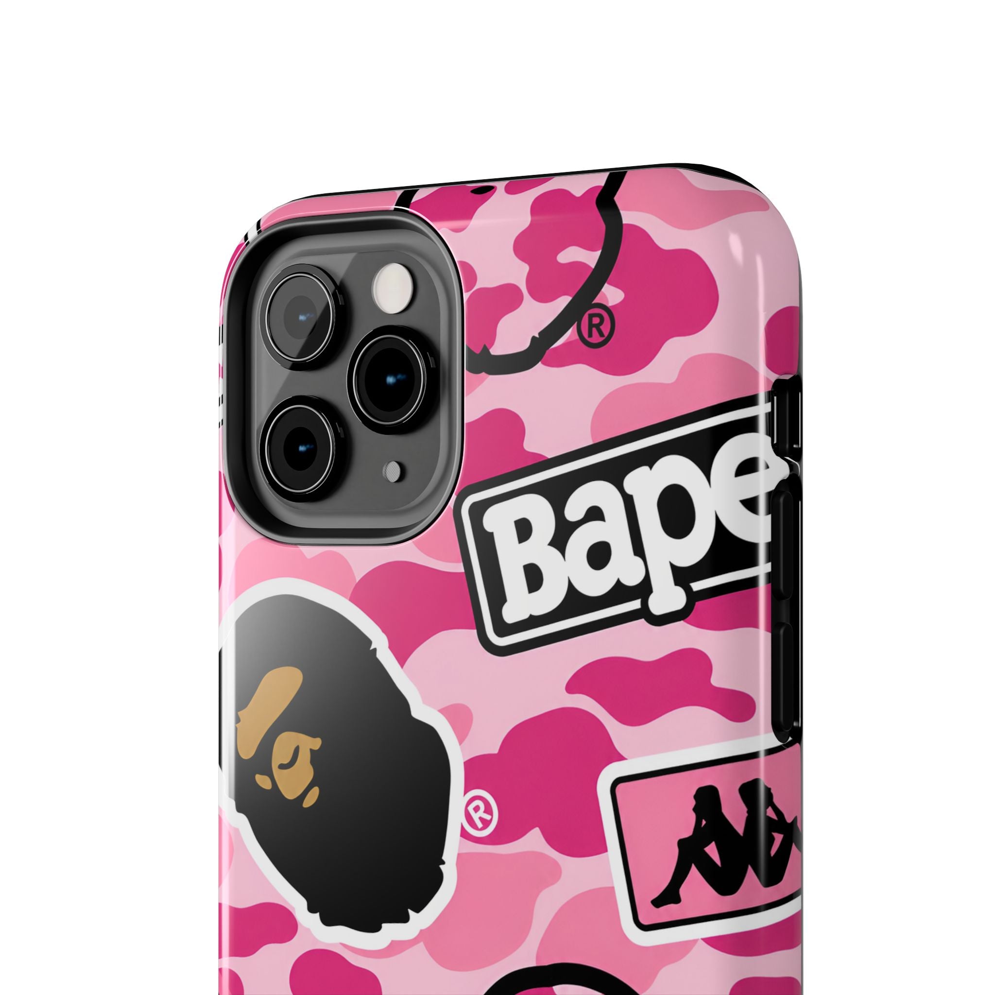Pink Sticker Bape Print Phone Case
