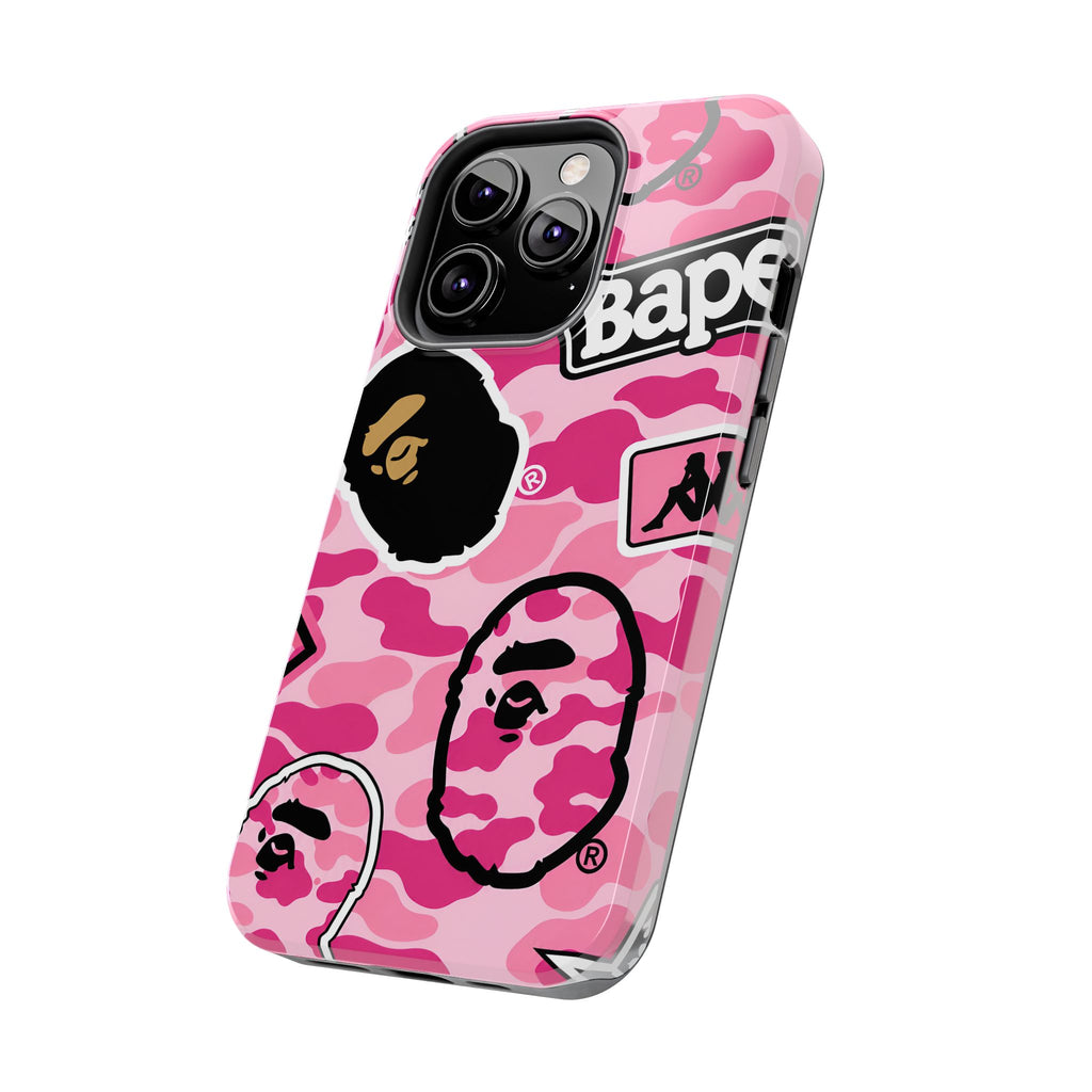 Pink Sticker Bape Print Phone Case