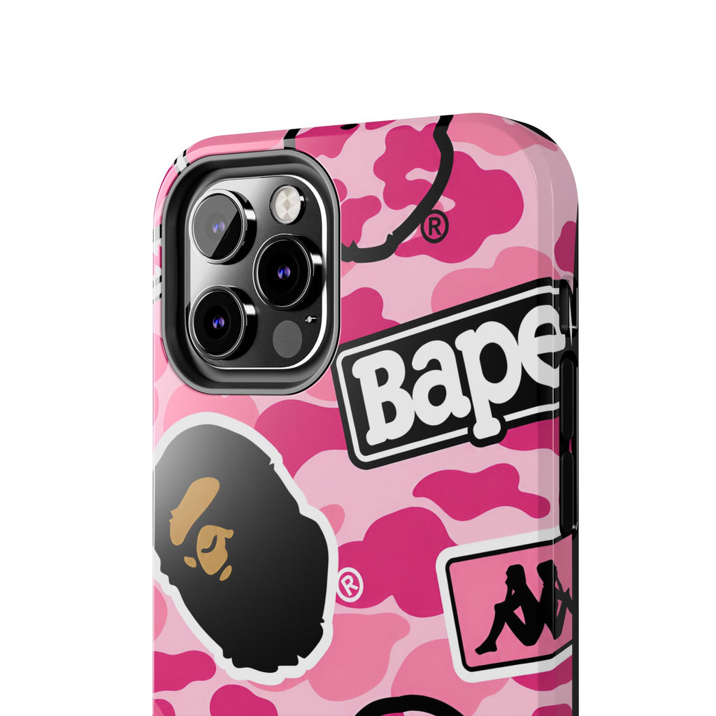 Pink Sticker Bape Print Phone Case