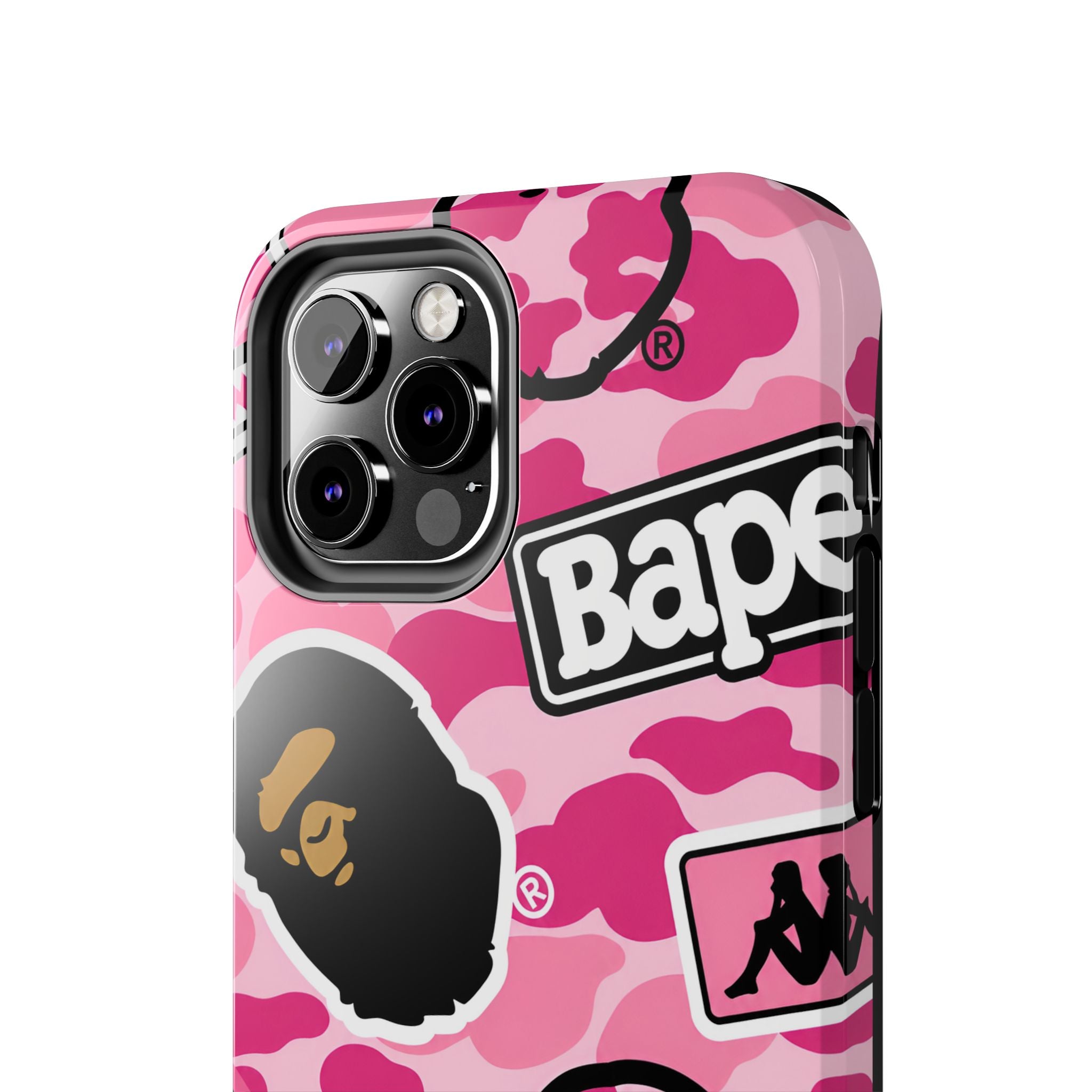 Pink Sticker Bape Print Phone Case