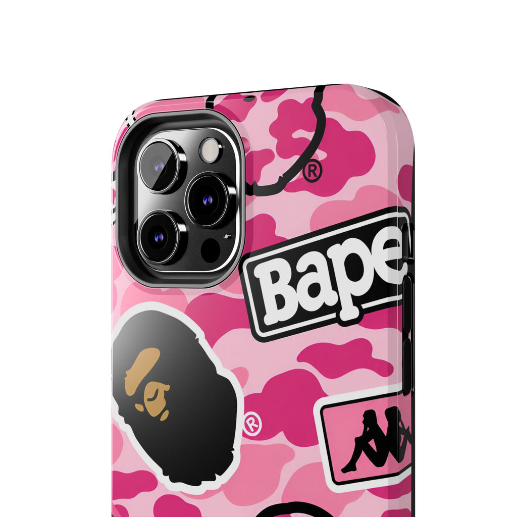 Pink Sticker Bape Print Phone Case
