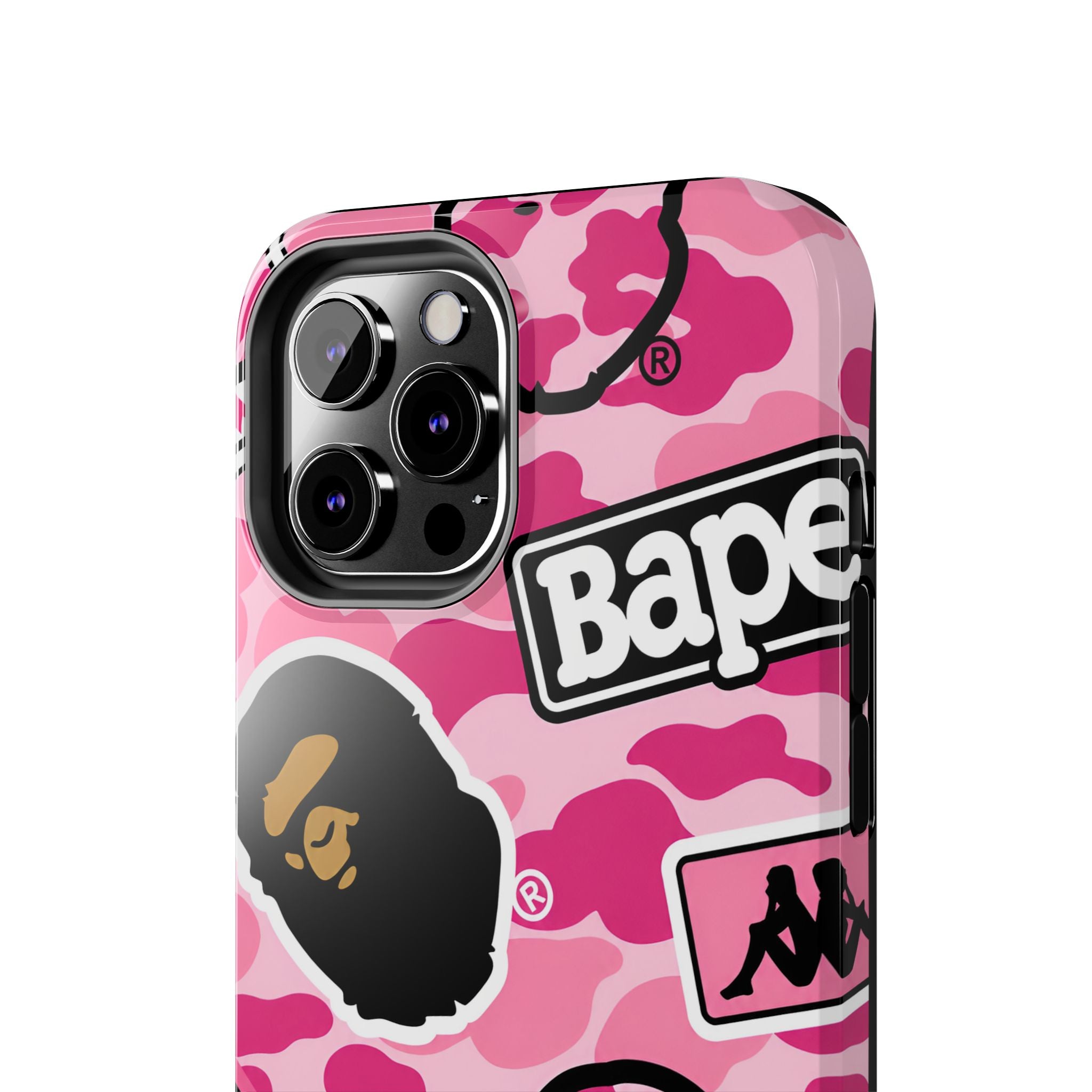 Pink Sticker Bape Print Phone Case