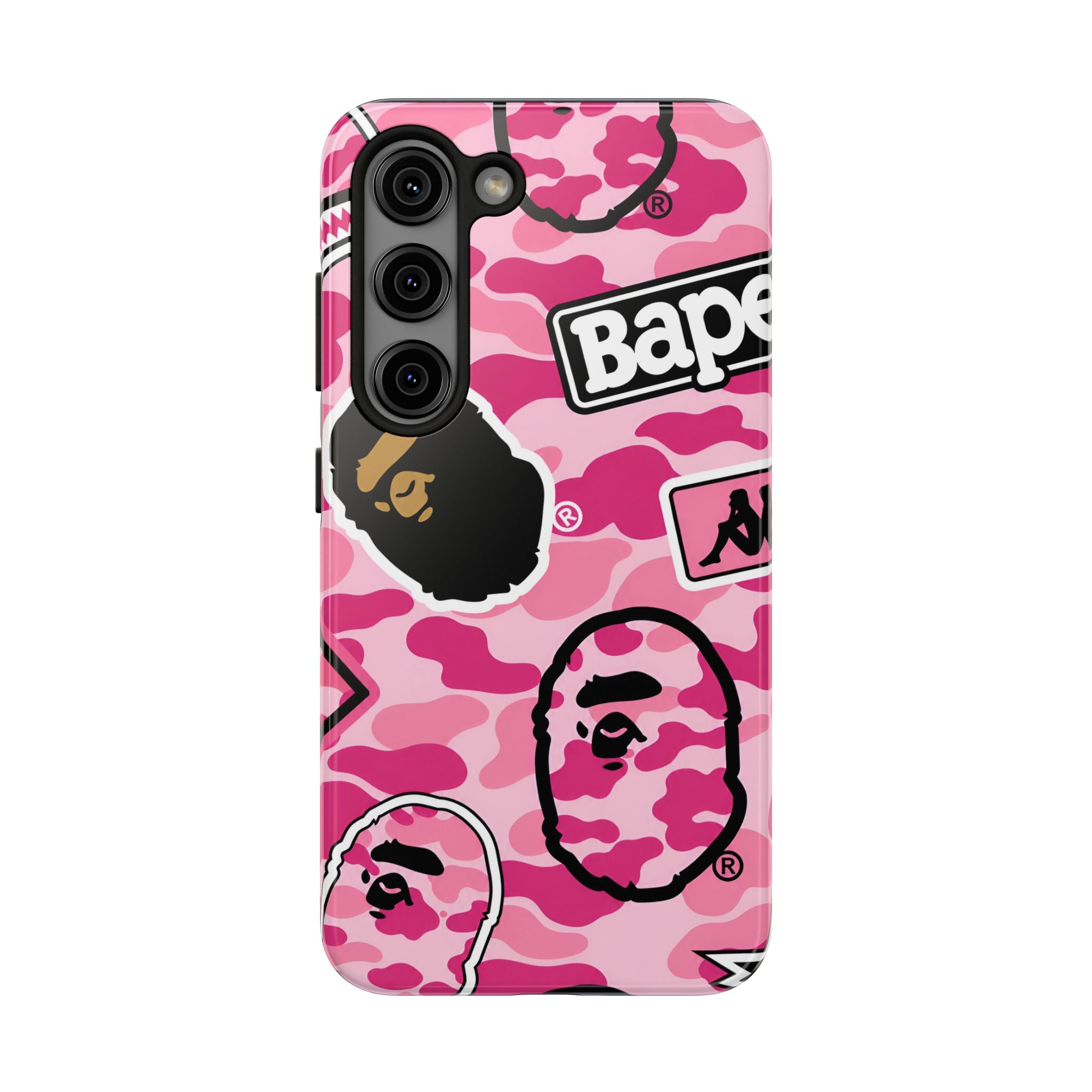 Pink Sticker Bape Print Phone Case