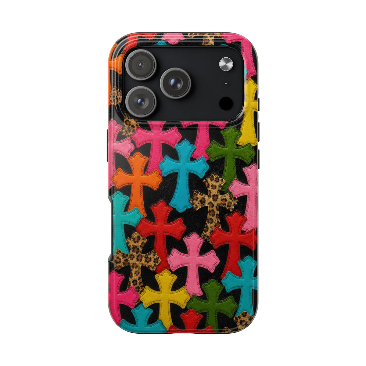 Chrome Hearts Multicolor Leather Printed Phone Case