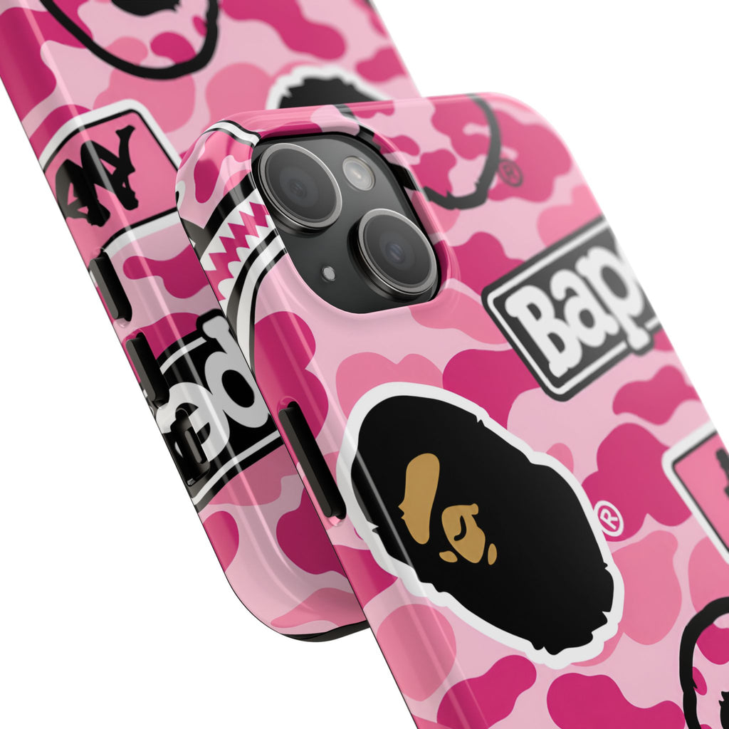 Pink Sticker Bape Print Phone Case