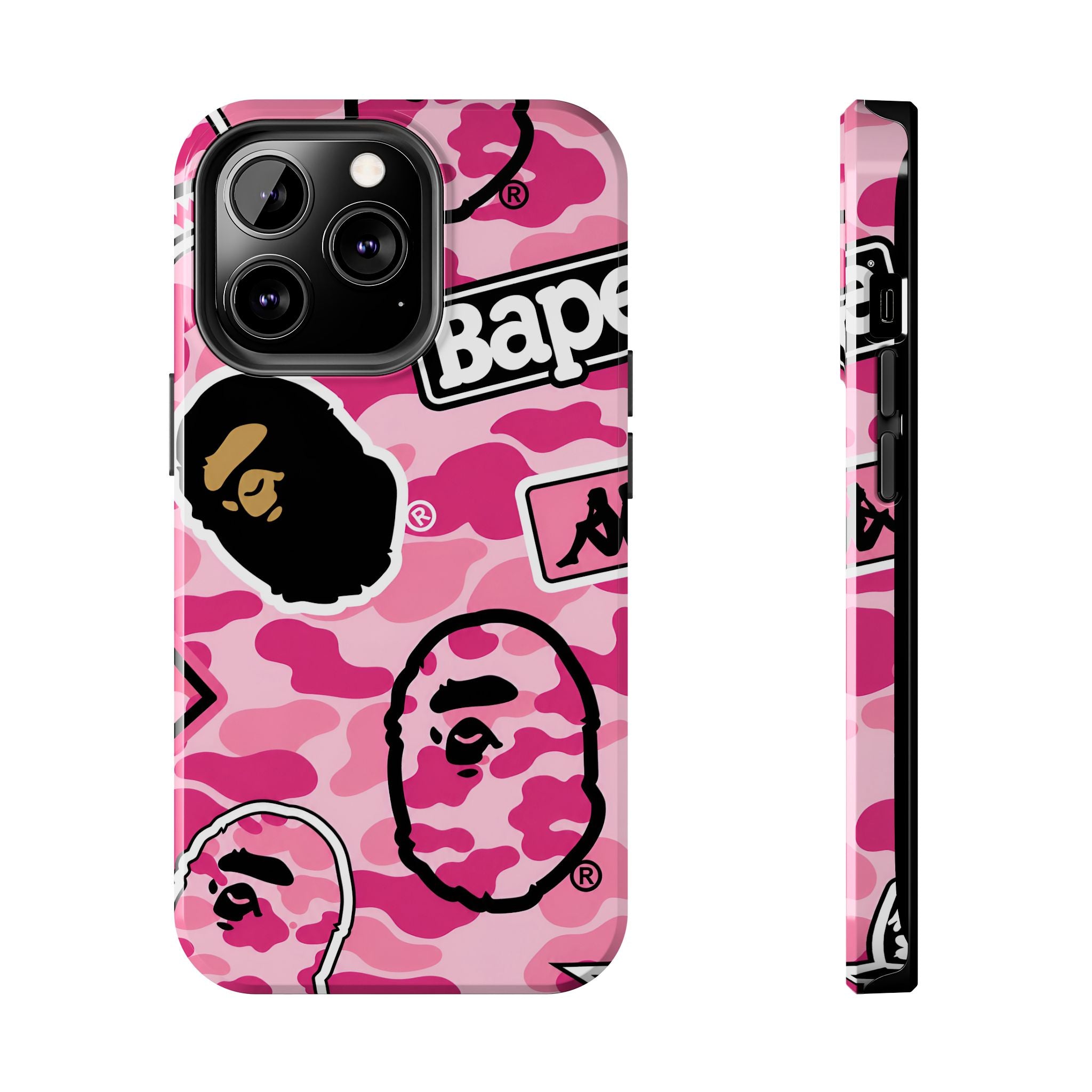 Pink Sticker Bape Print Phone Case