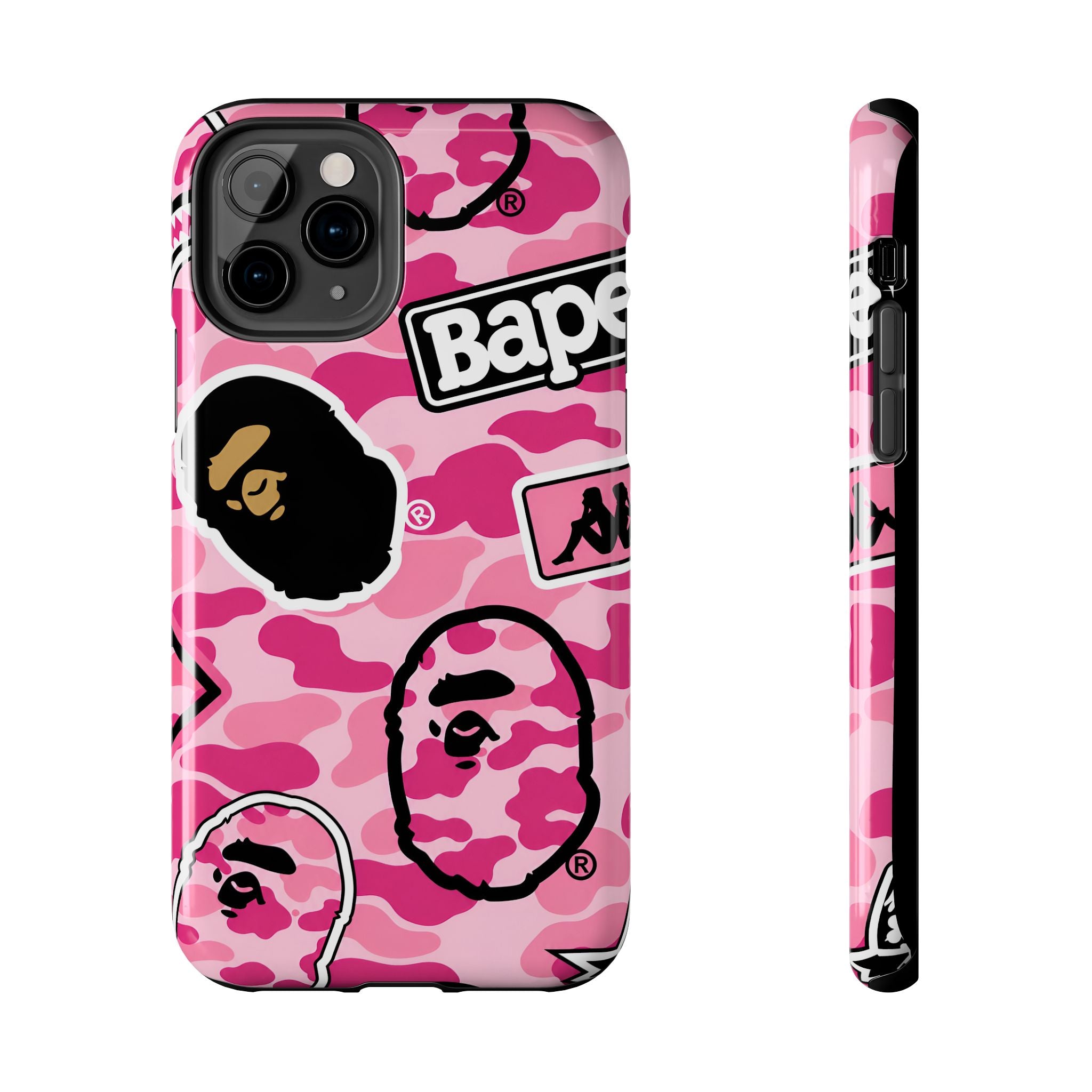 Pink Sticker Bape Print Phone Case