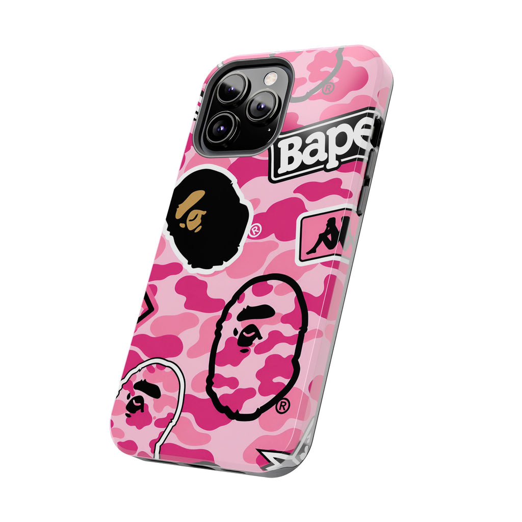 Pink Sticker Bape Print Phone Case