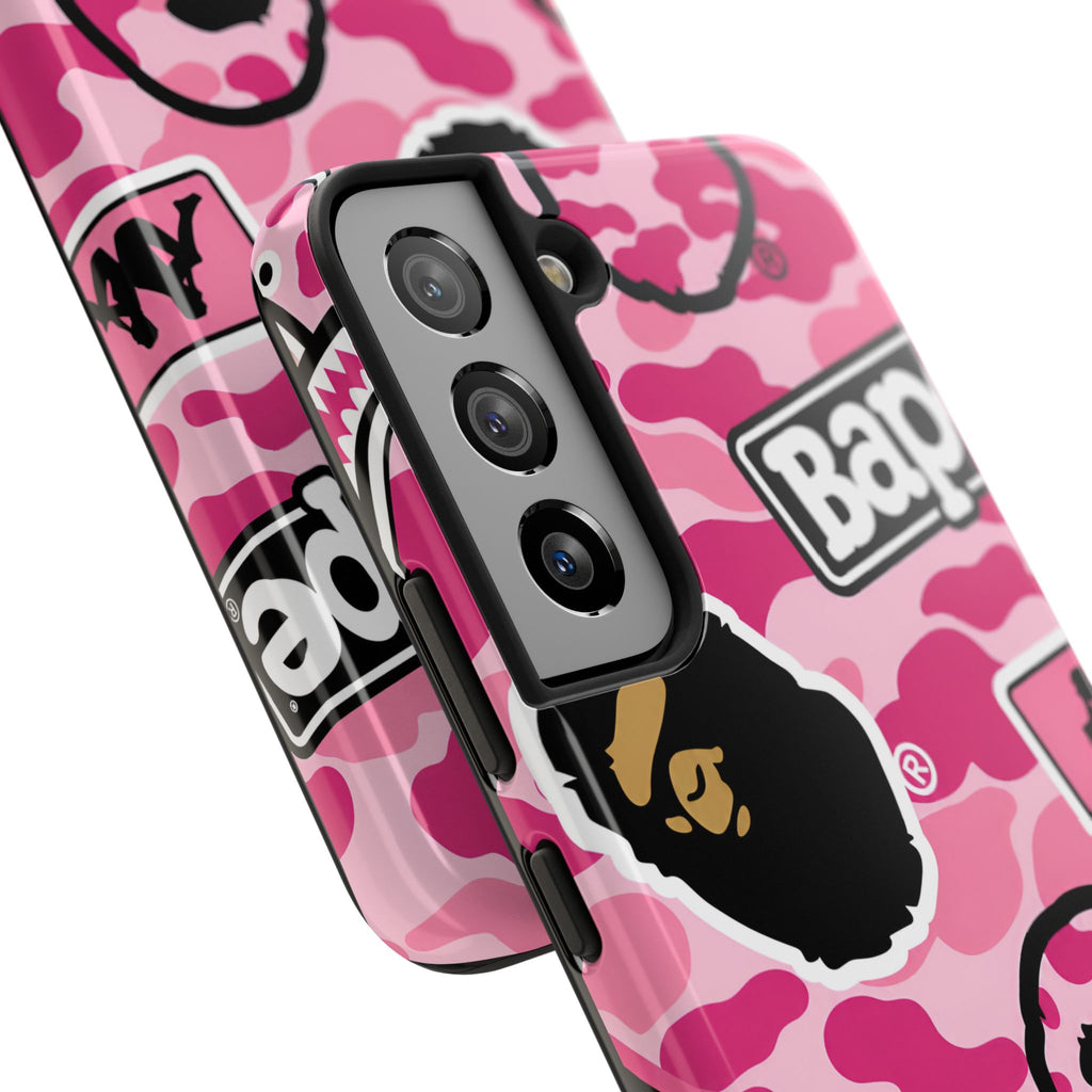 Pink Sticker Bape Print Phone Case