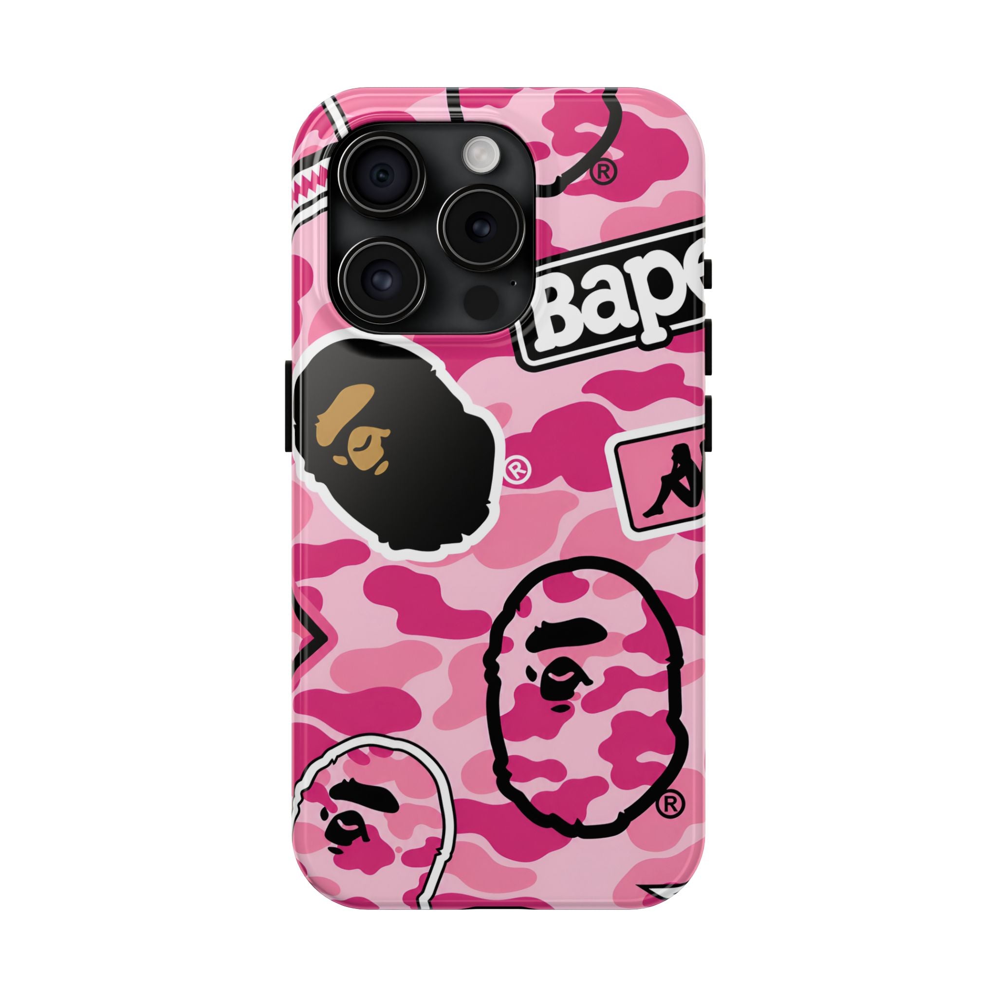 Pink Sticker Bape Print Phone Case