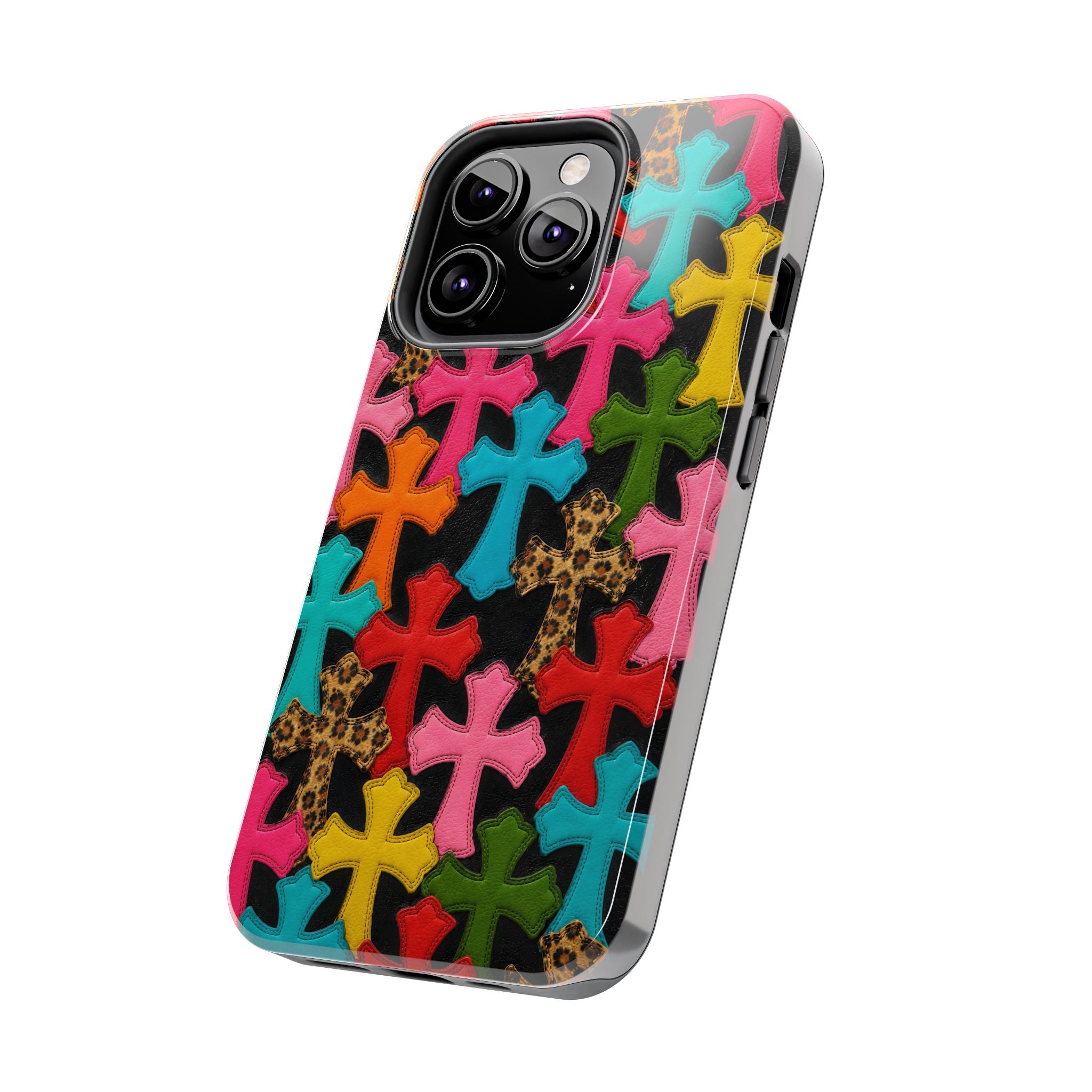 Chrome Hearts Multicolor Leather Printed Phone Case