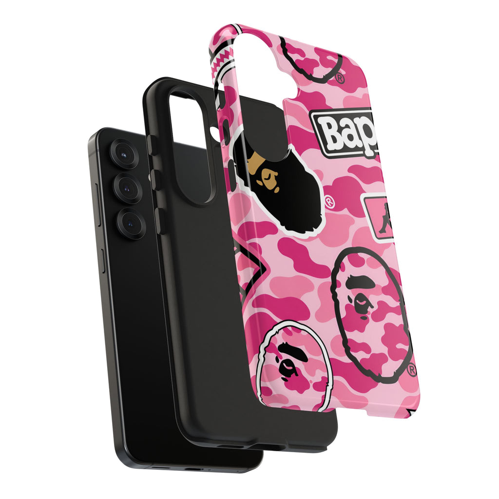 Pink Sticker Bape Print Phone Case