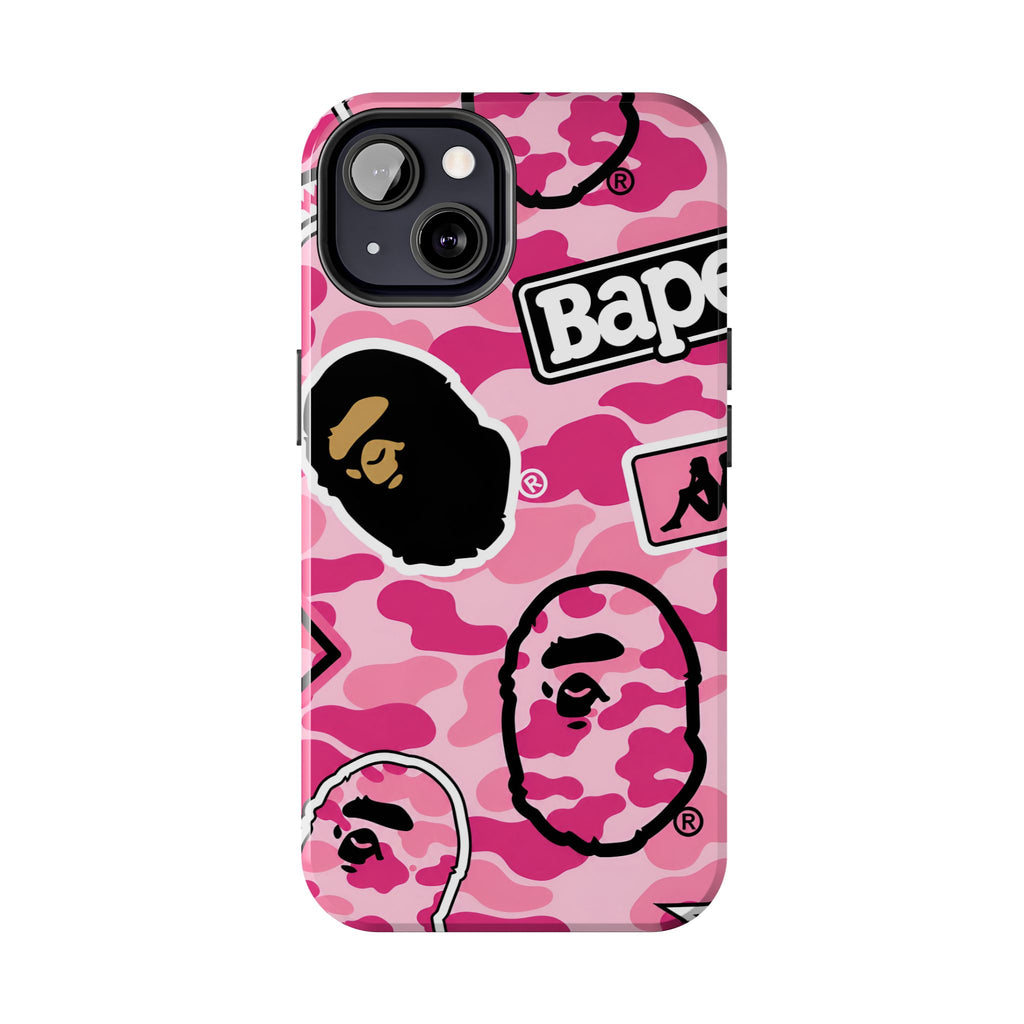 Pink Sticker Bape Print Phone Case