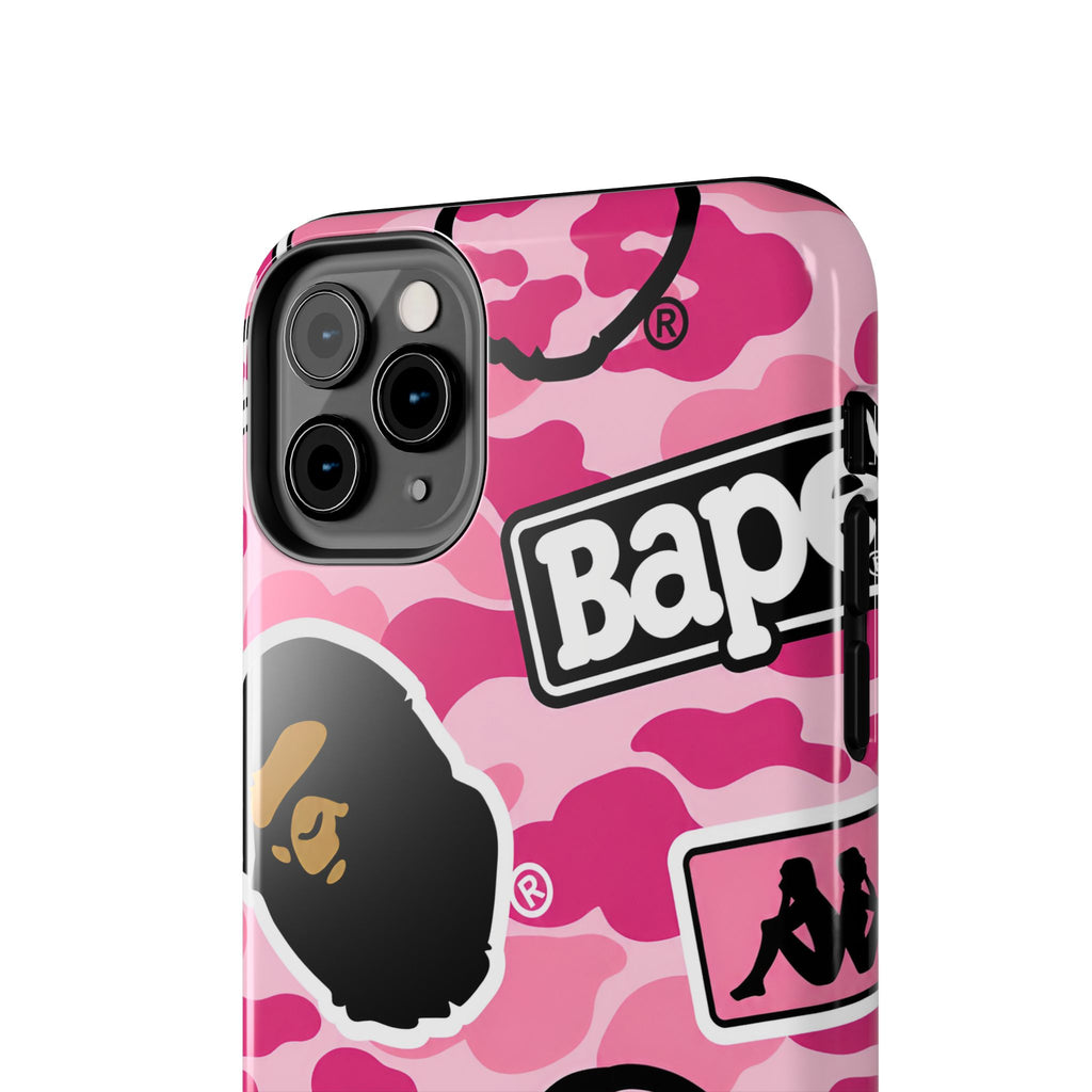 Pink Sticker Bape Print Phone Case