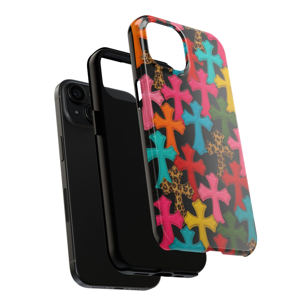 Chrome Hearts Multicolor Leather Printed Phone Case