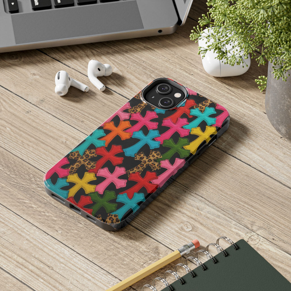 Chrome Hearts Multicolor Leather Printed Phone Case