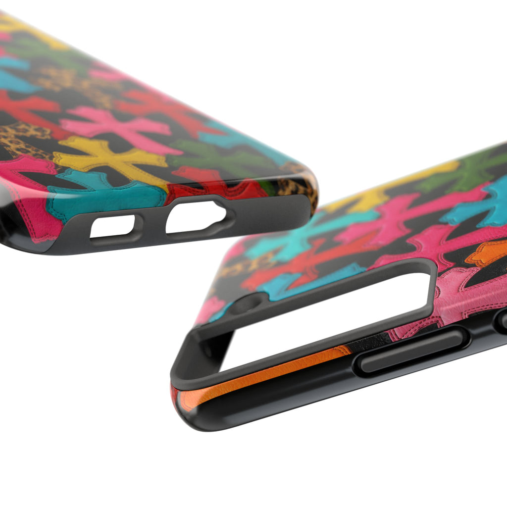 Chrome Hearts Multicolor Leather Printed Phone Case