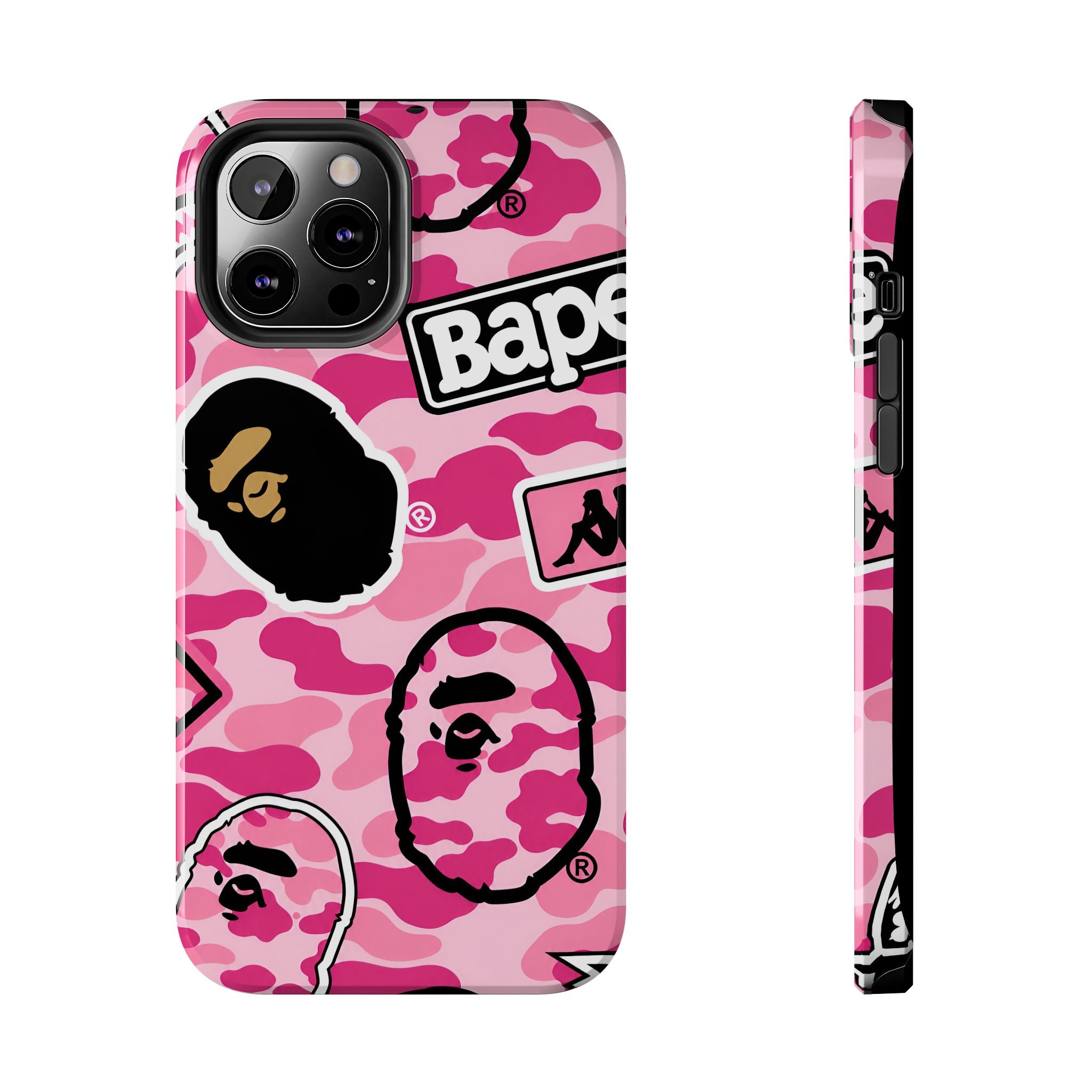 Pink Sticker Bape Print Phone Case