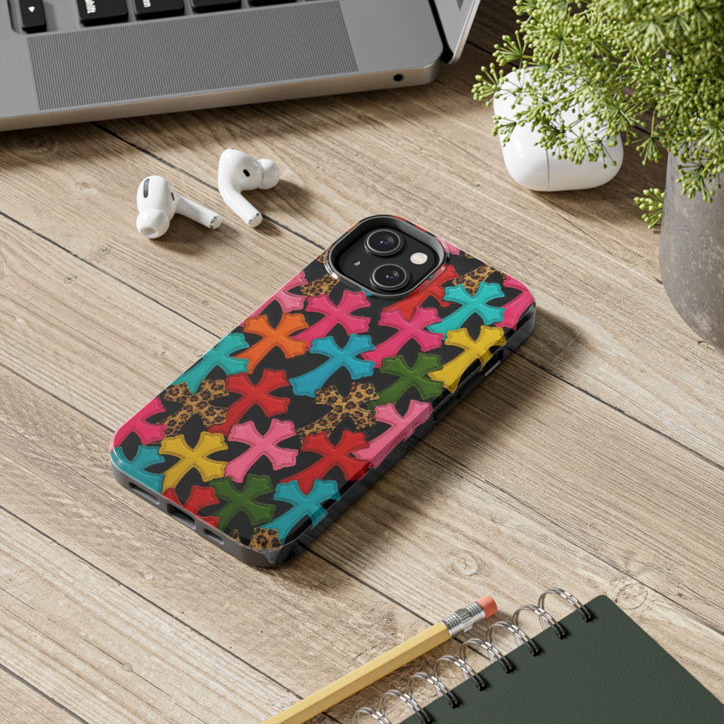 Chrome Hearts Multicolor Leather Printed Phone Case