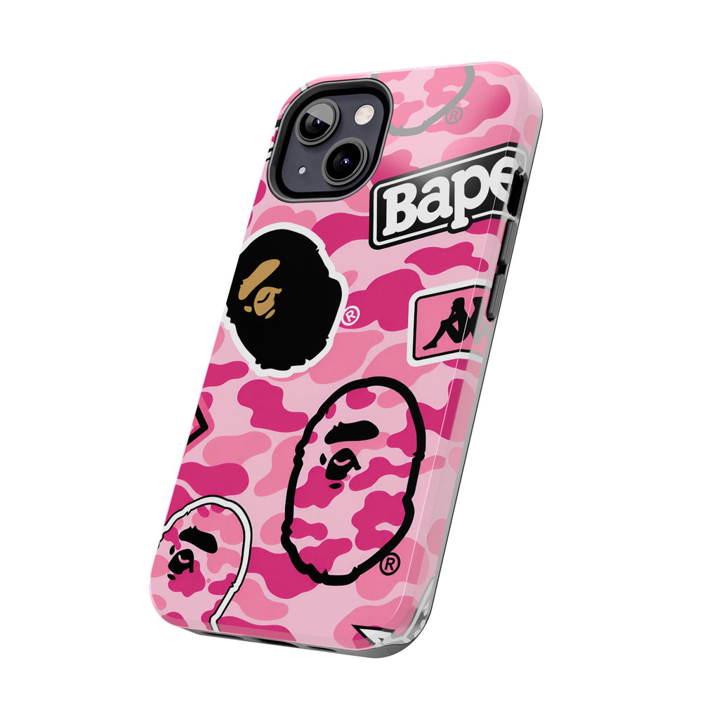 Pink Sticker Bape Print Phone Case