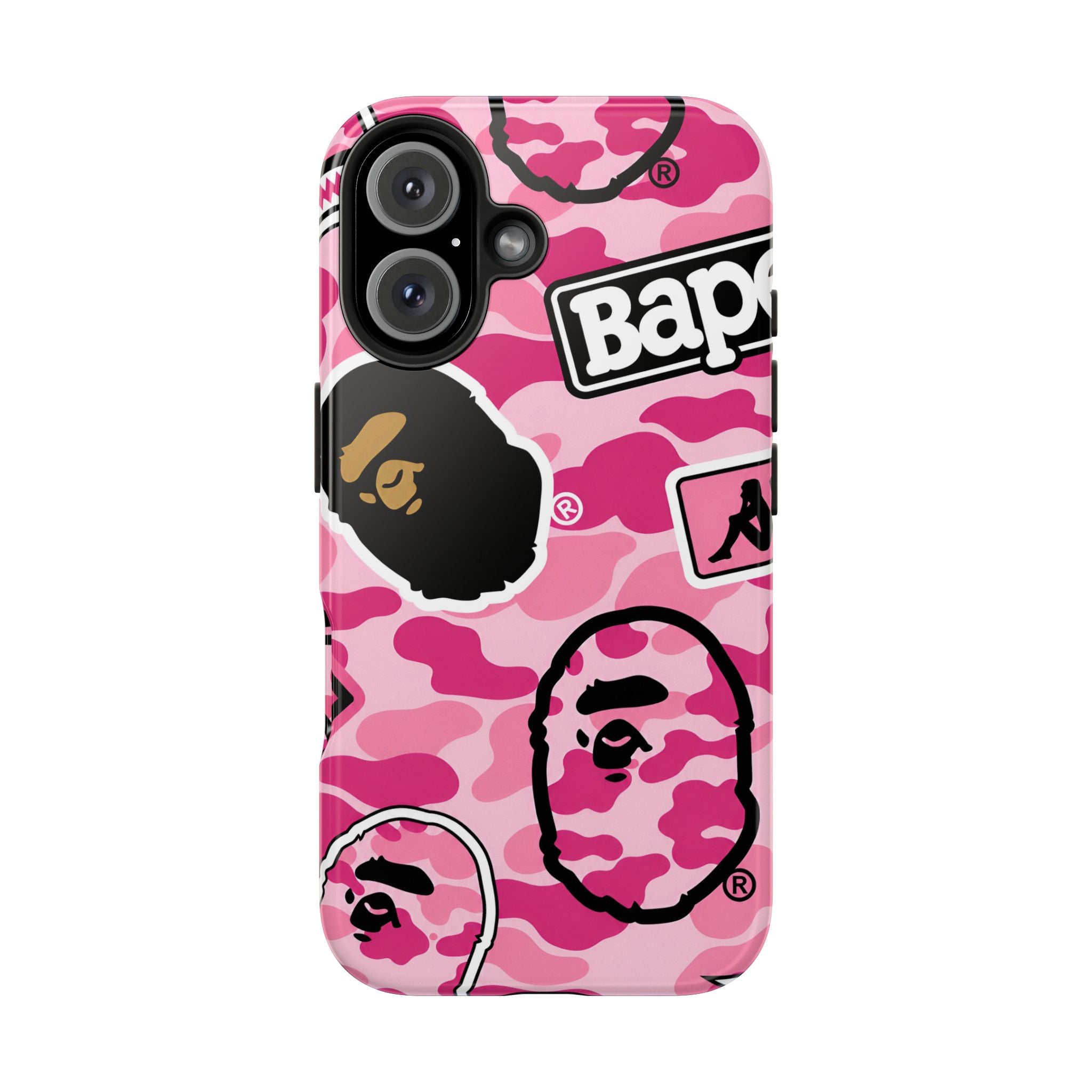 Pink Sticker Bape Print Phone Case