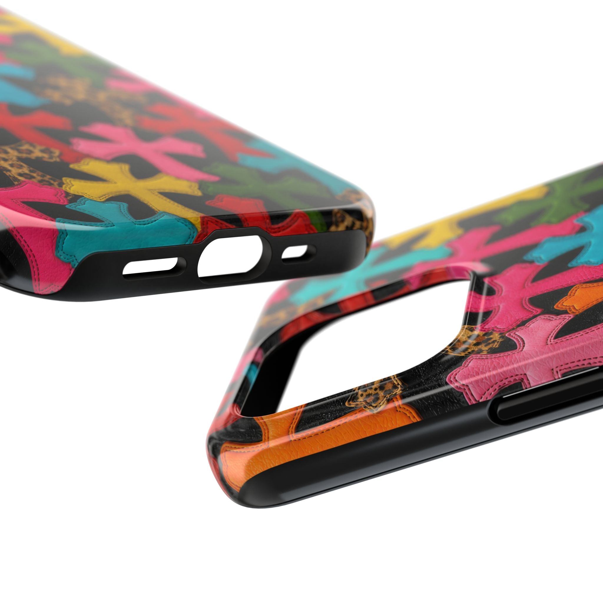 Chrome Hearts Multicolor Leather Printed Phone Case