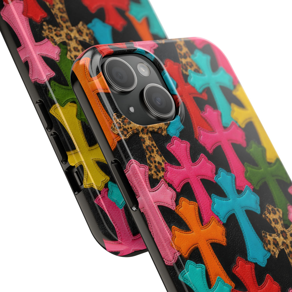 Chrome Hearts Multicolor Leather Printed Phone Case