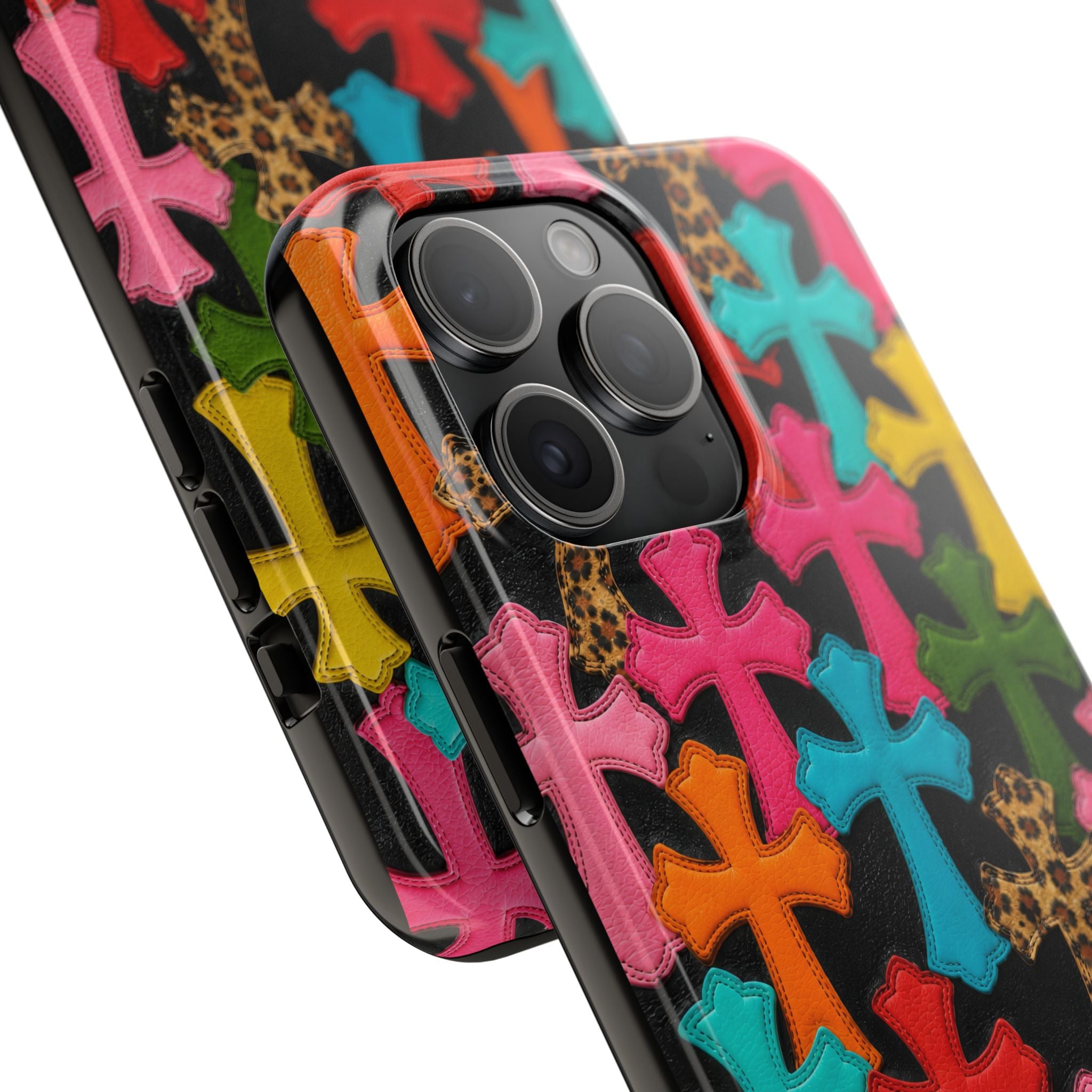 Chrome Hearts Multicolor Leather Printed Phone Case