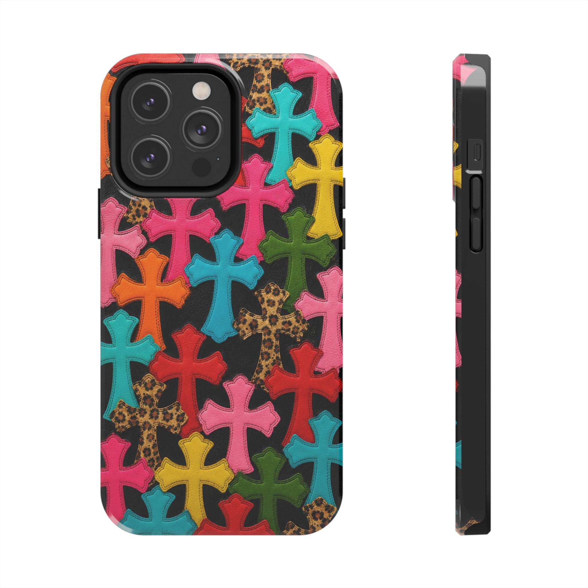 Chrome Hearts Multicolor Leather Printed Phone Case